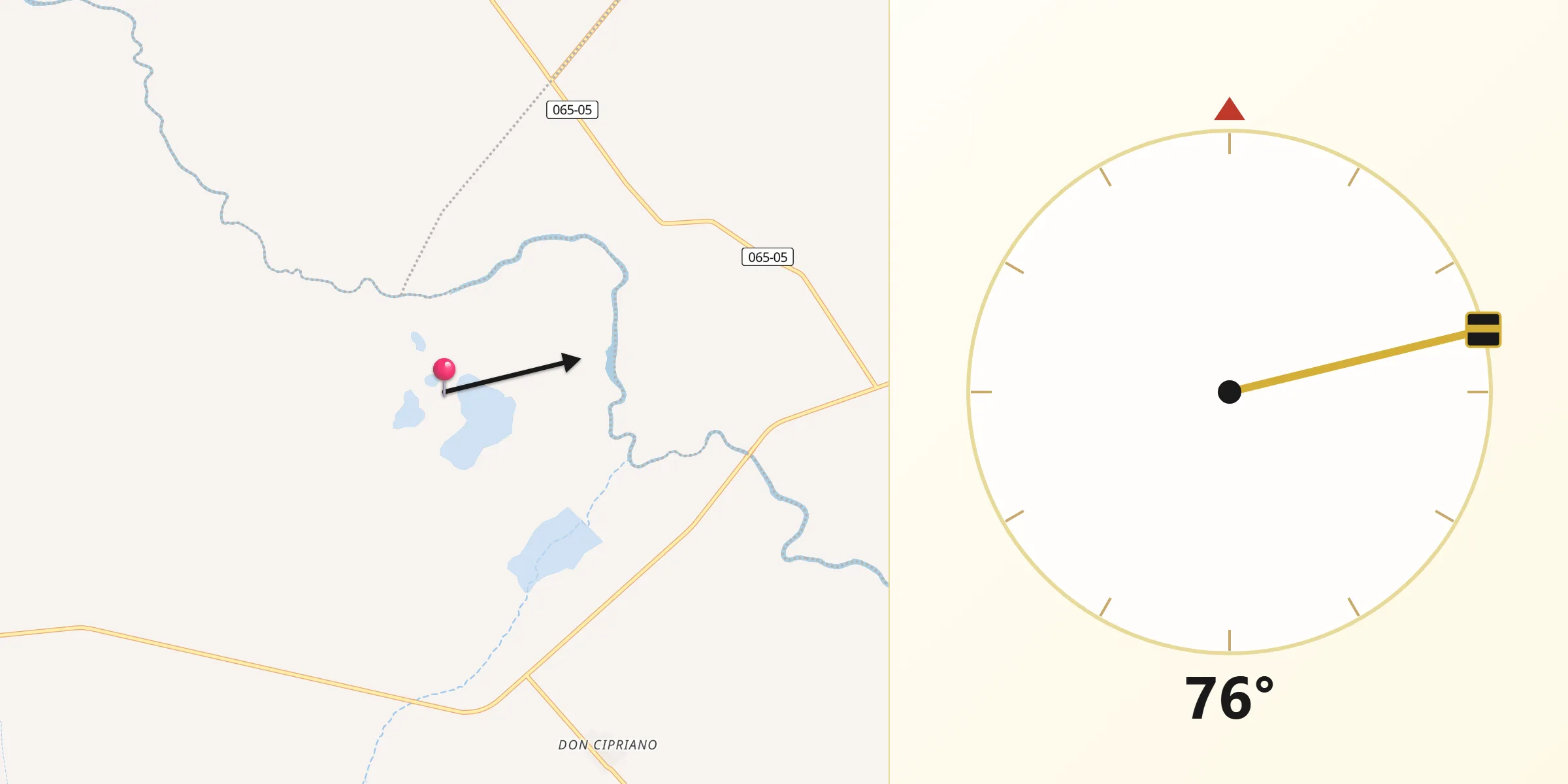 Dirección de la Qibla desde Punta Indio