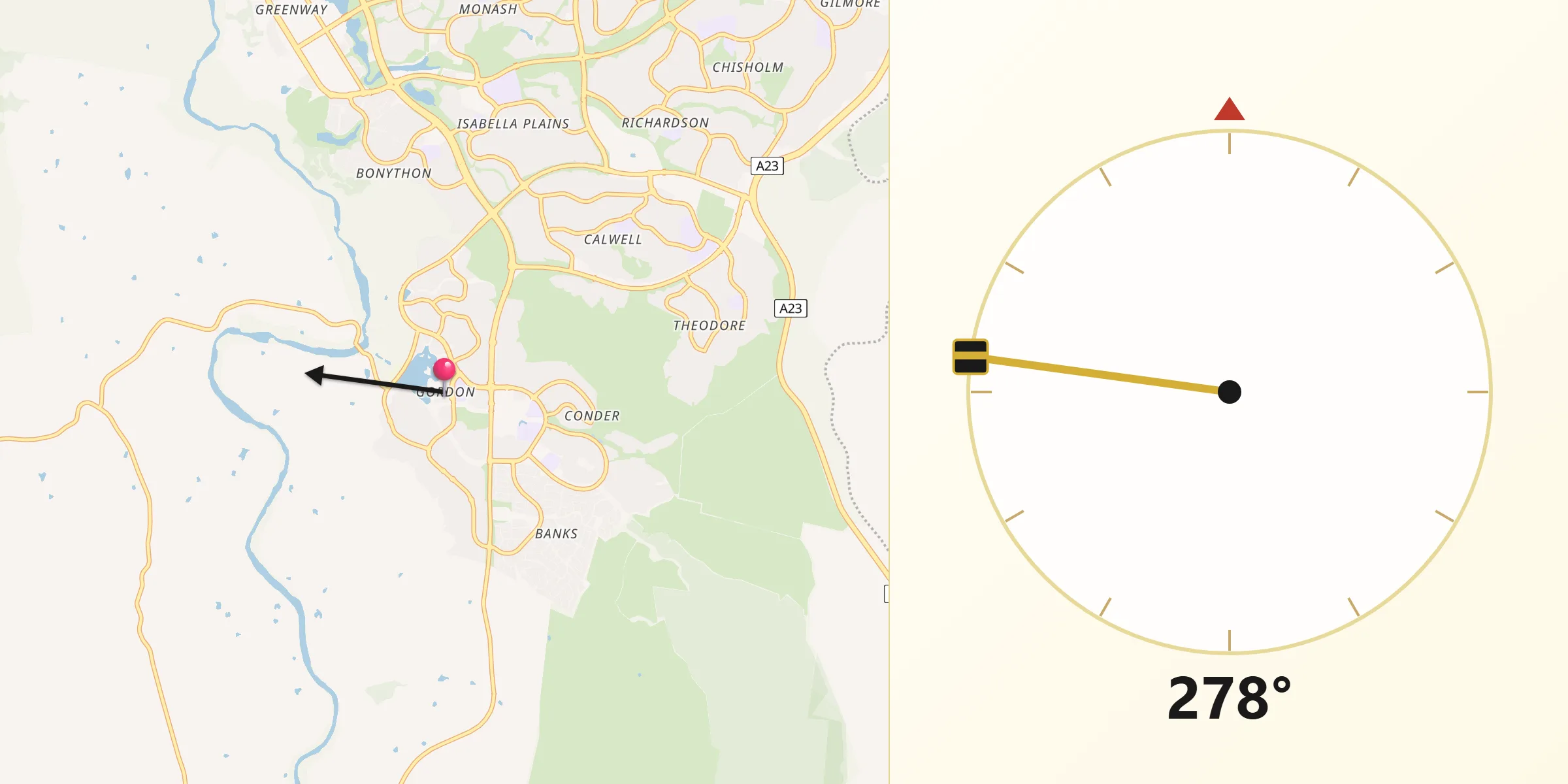 Qibla Direction from Gordon
