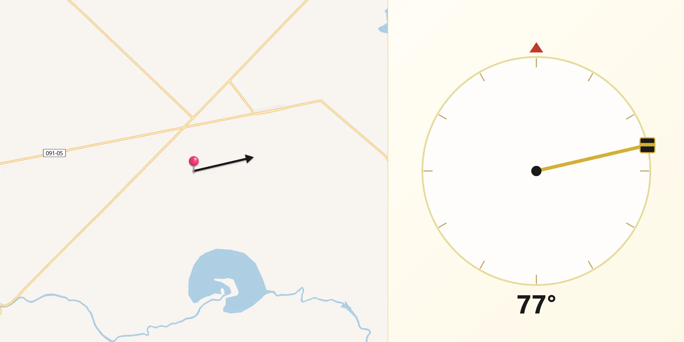 Dirección de la Qibla desde Monte