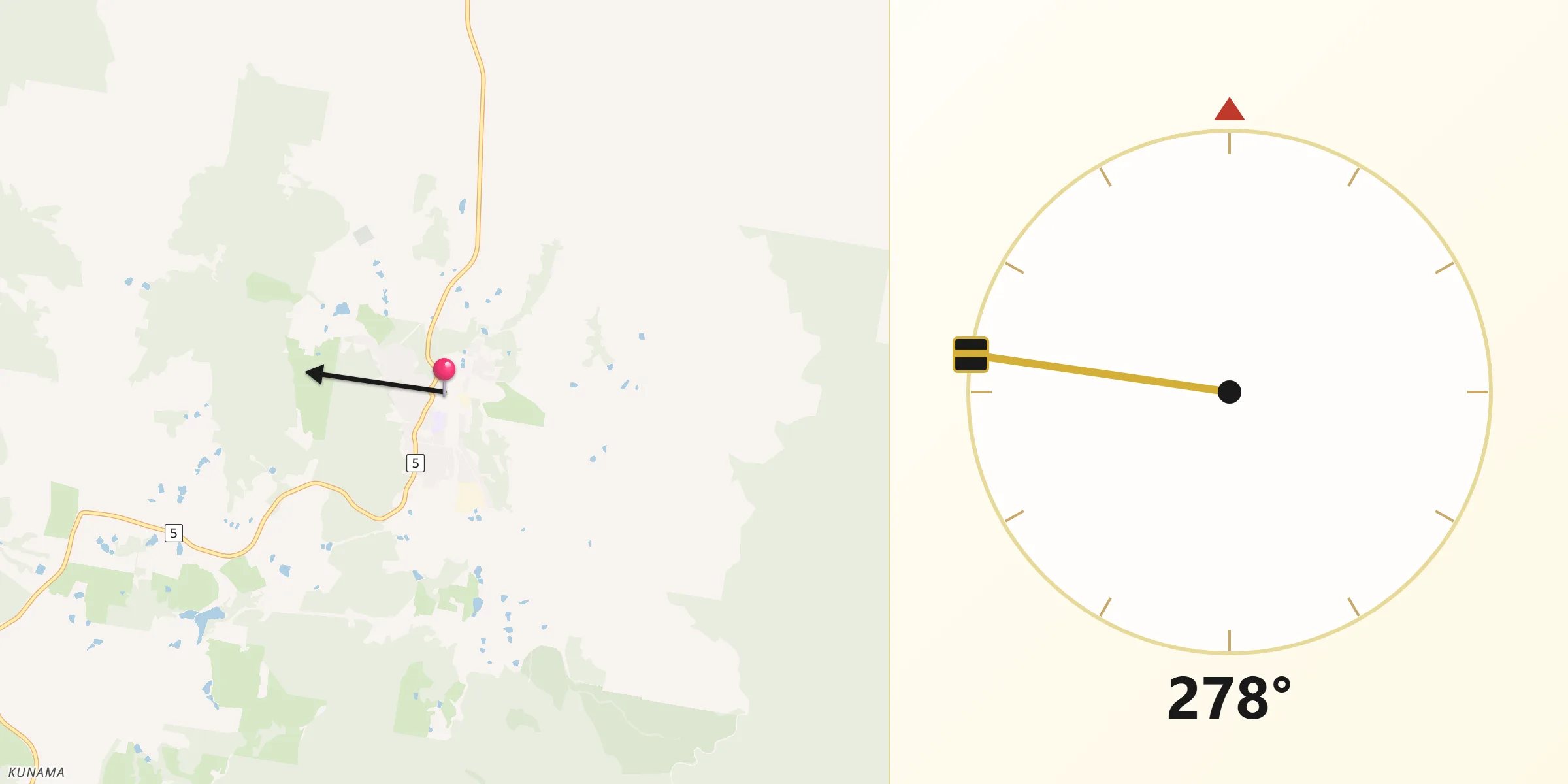Qibla Direction from Batlow