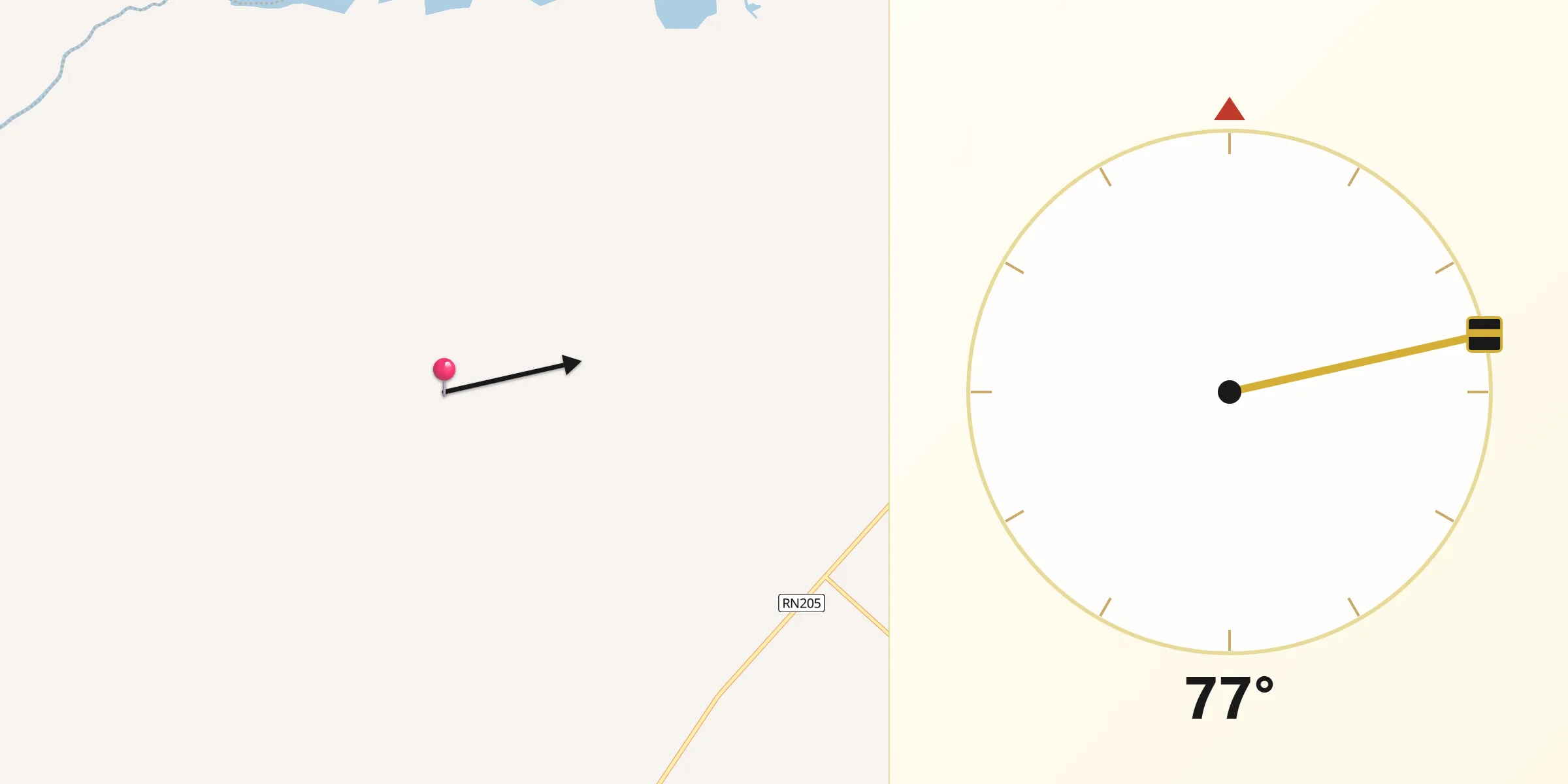 Dirección de la Qibla desde Roque Pérez