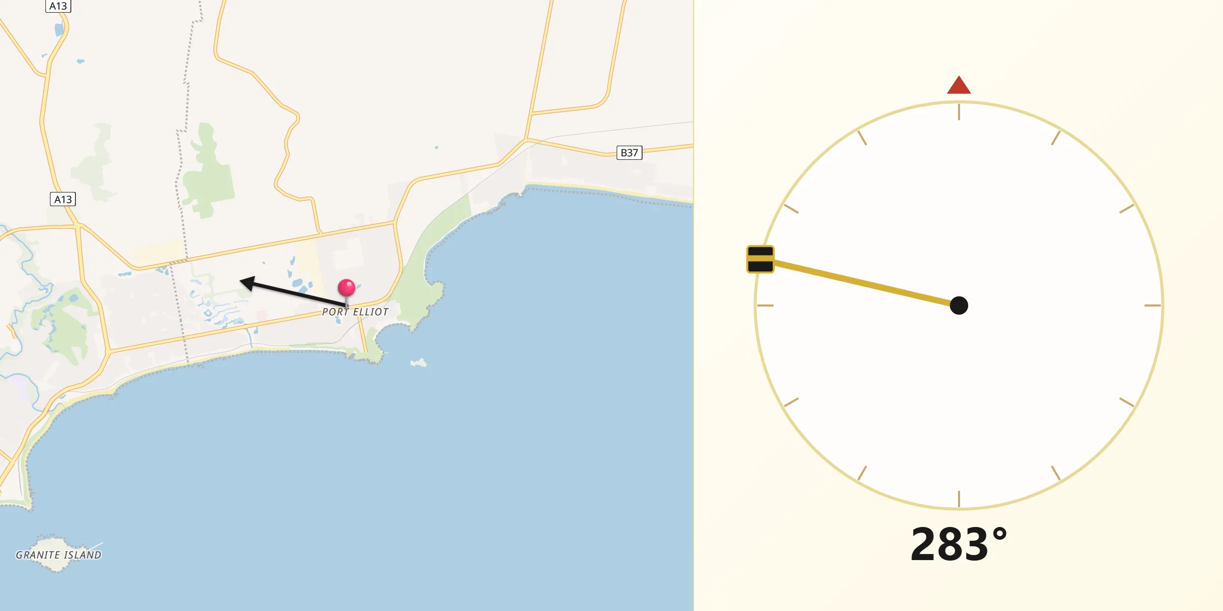 Qibla Direction from Port Elliot