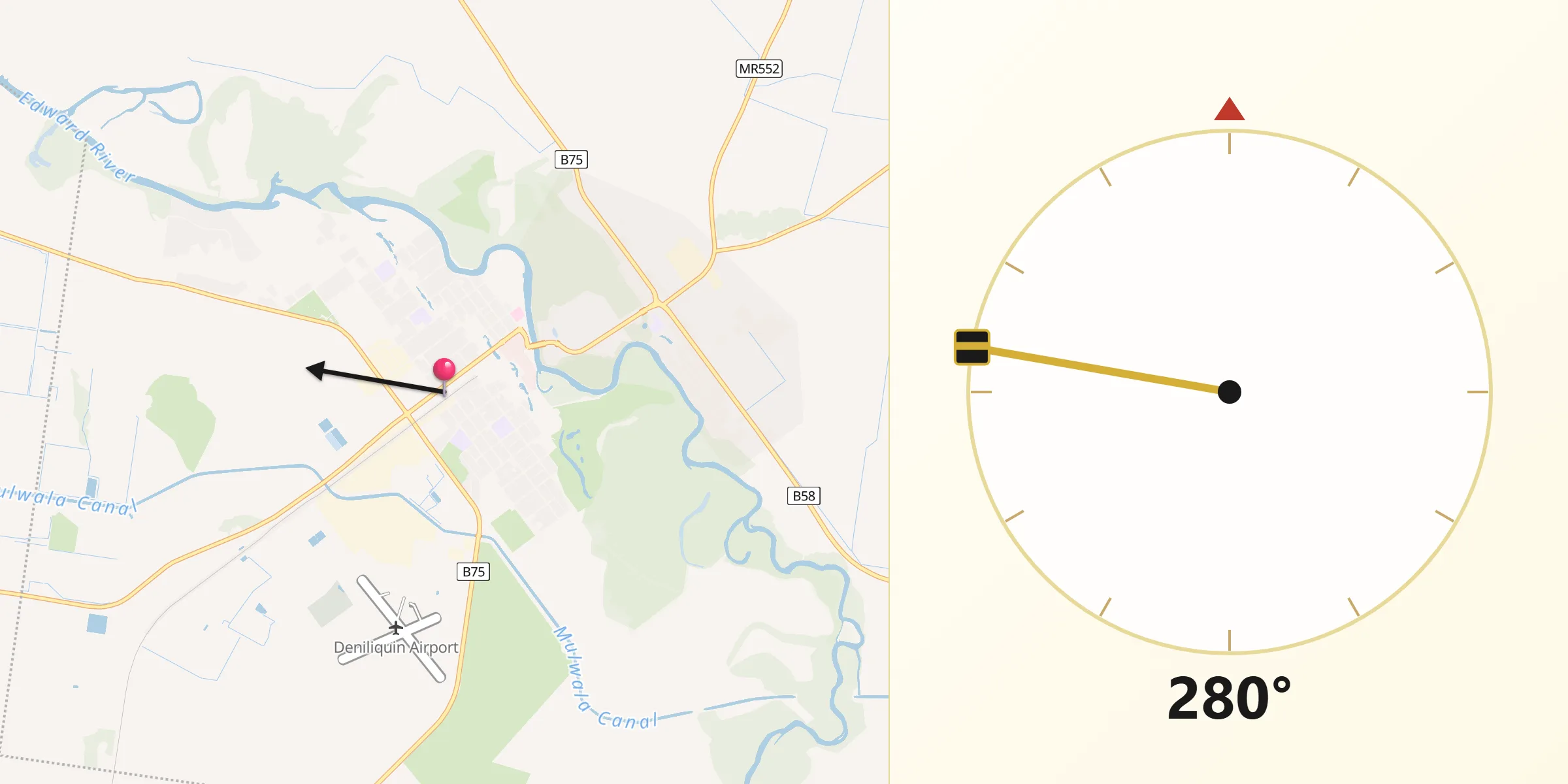 Qibla Direction from Deniliquin