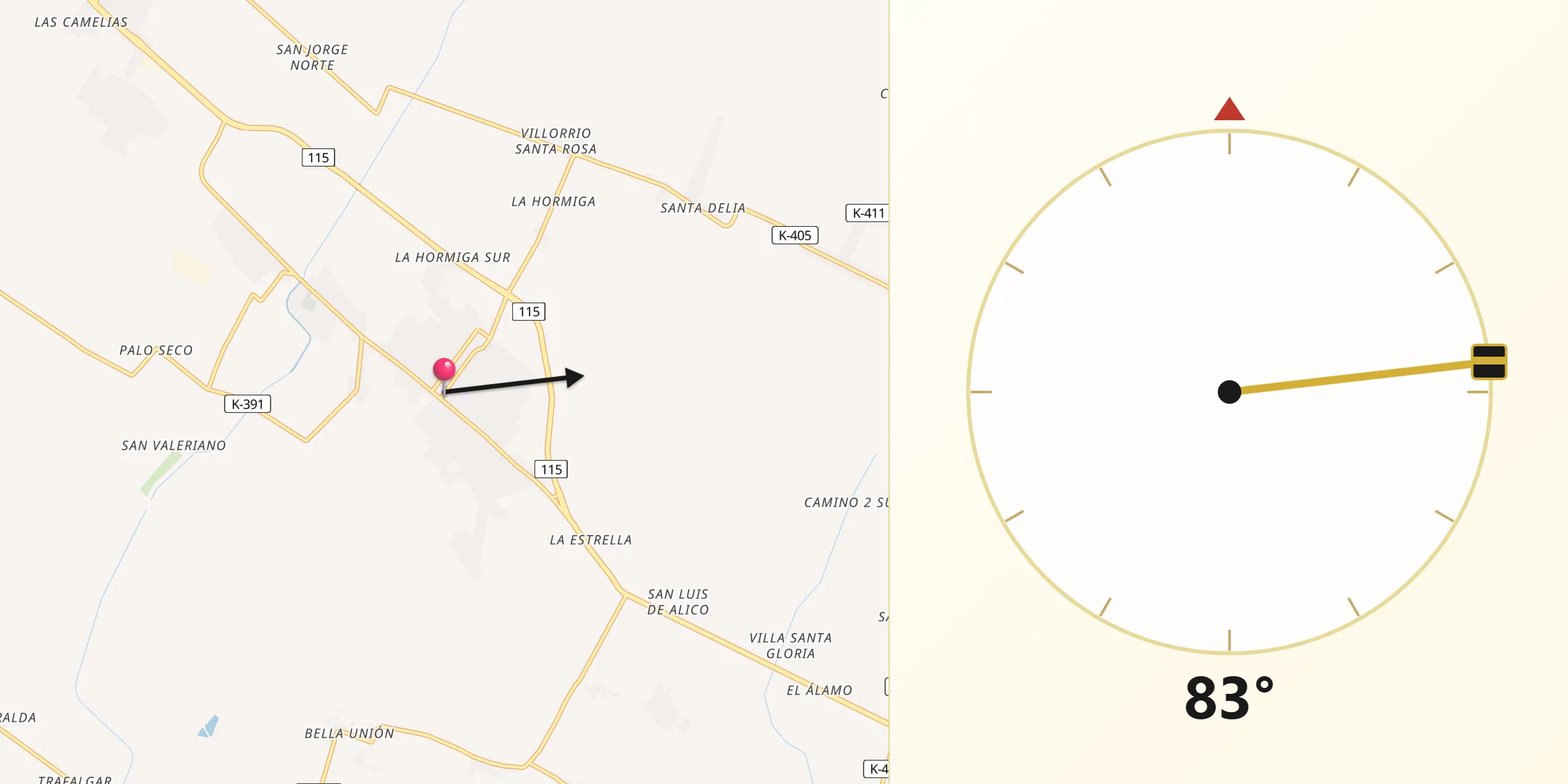 Dirección de la Qibla desde San Clemente
