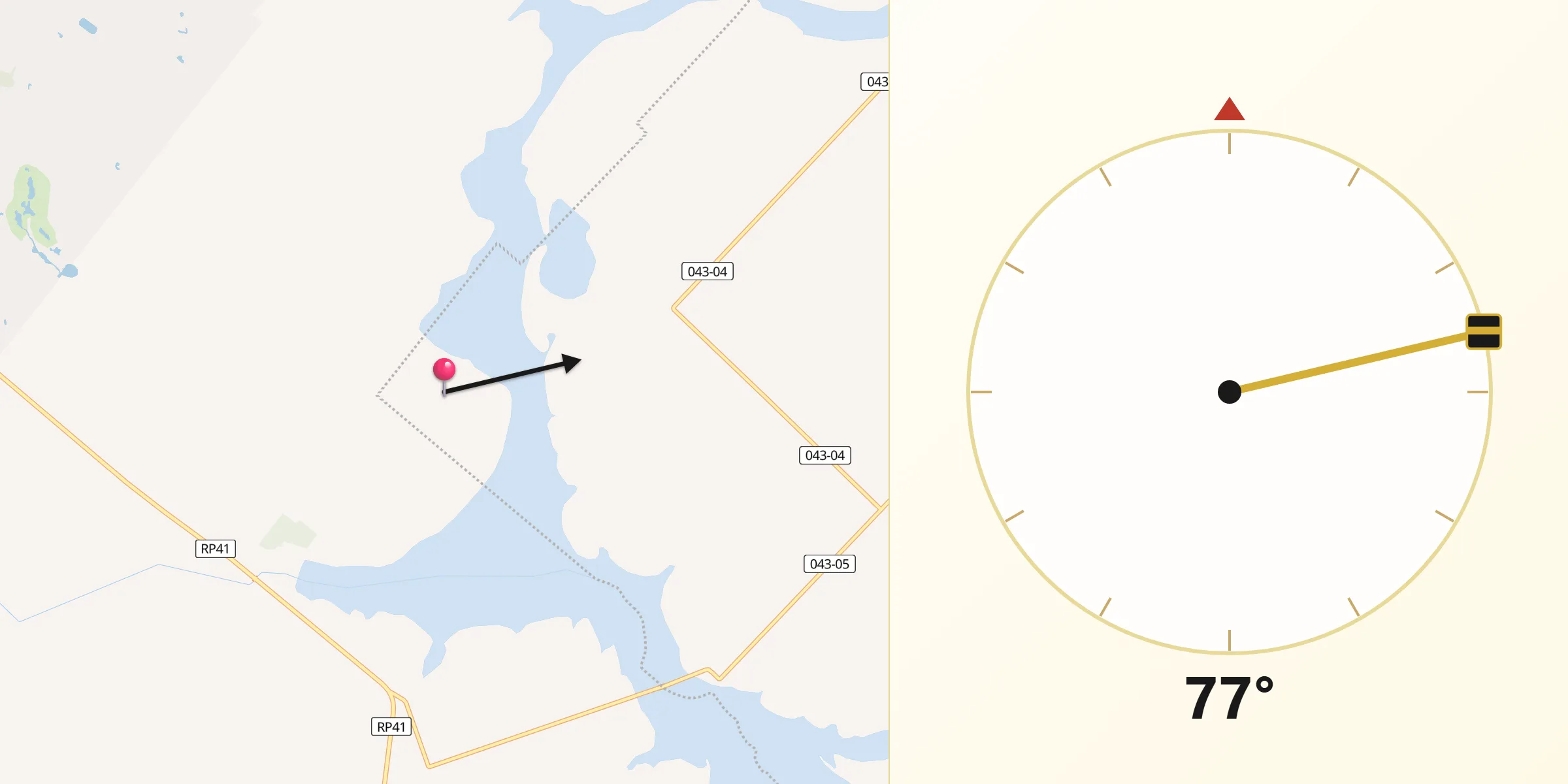 Dirección de la Qibla desde Chascomús