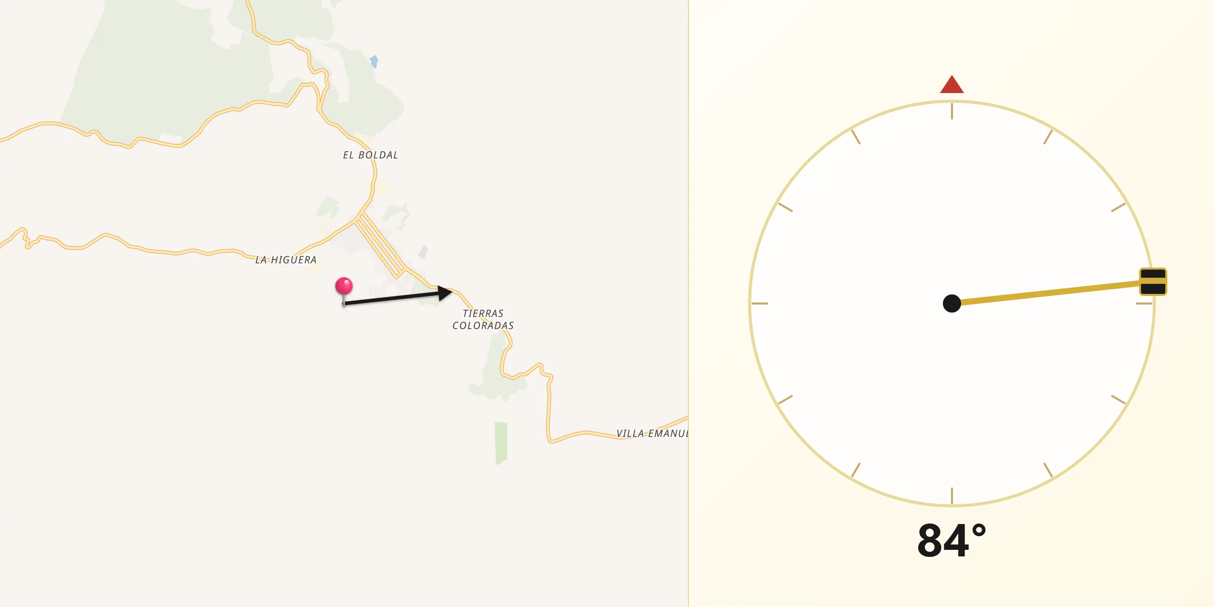 Dirección de la Qibla desde Empedrado