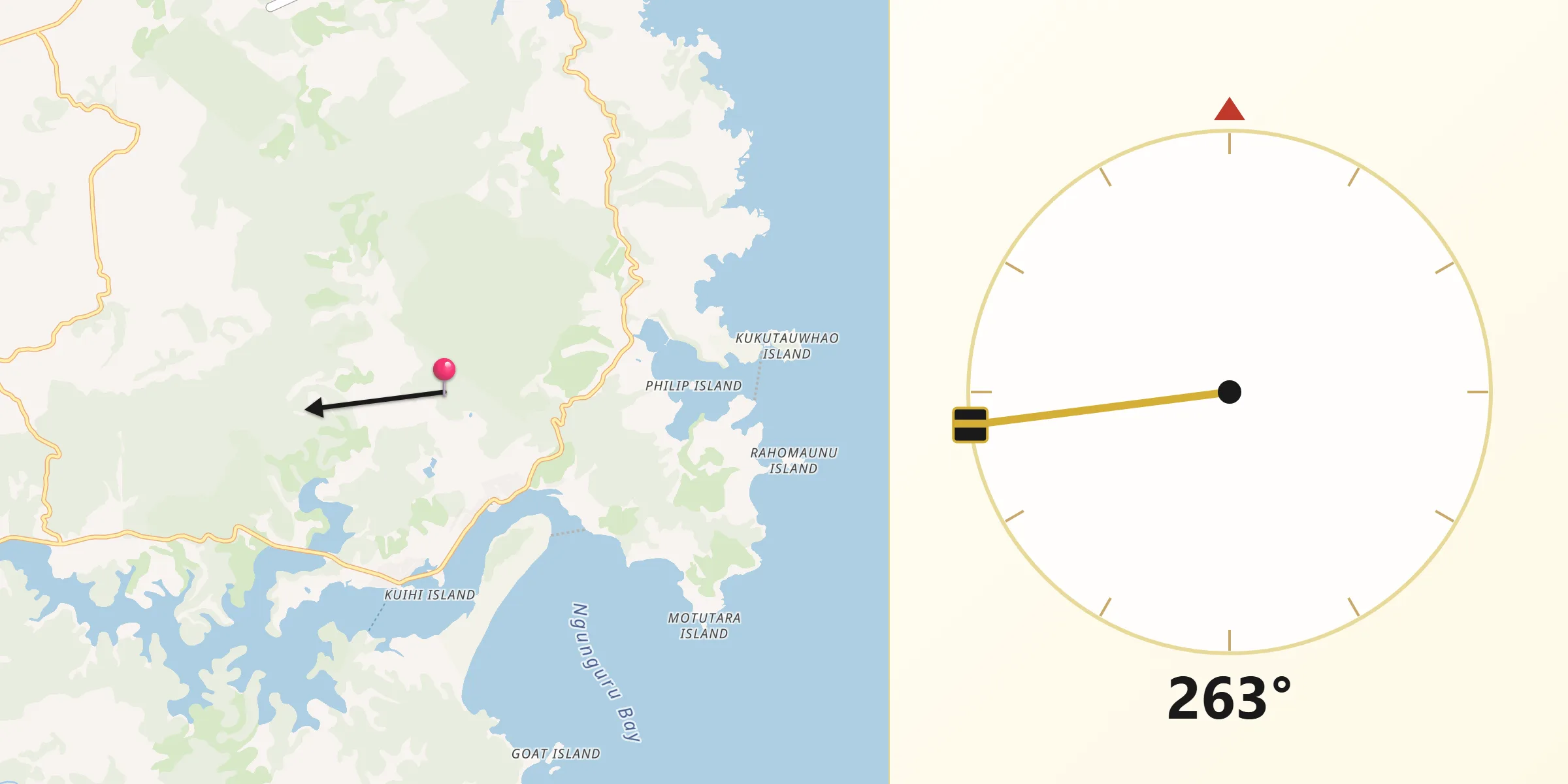 Qibla Direction from Ngunguru