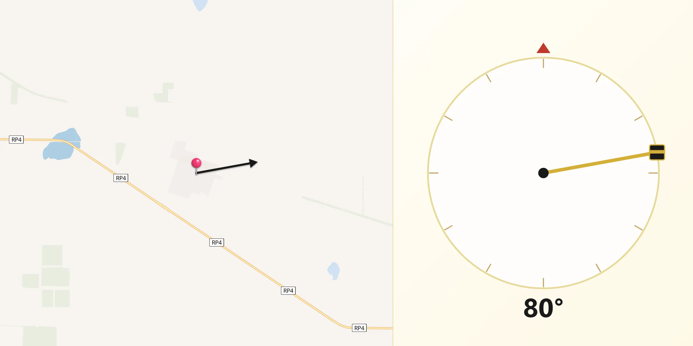 Dirección de la Qibla desde Arata