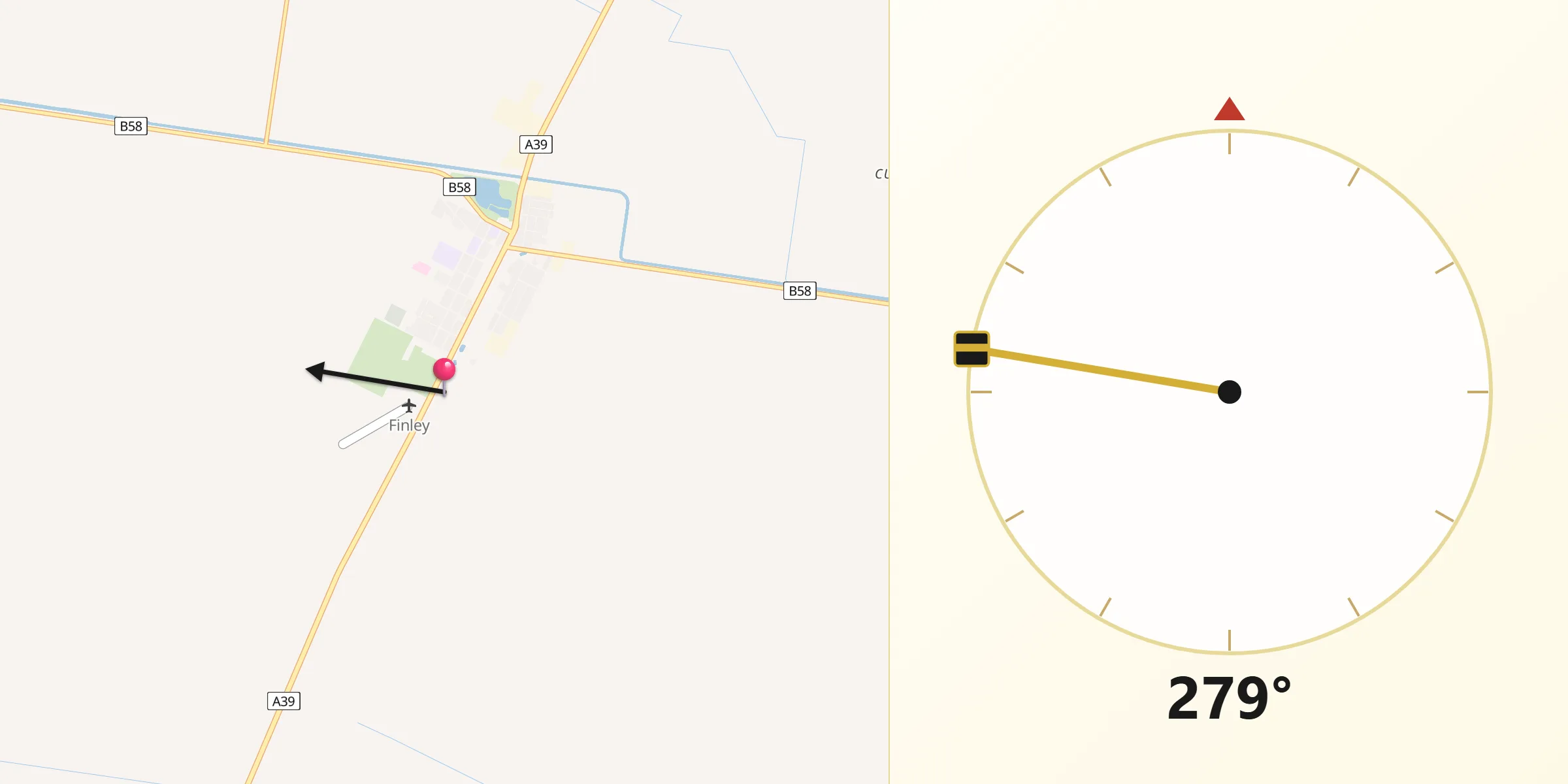 Qibla Direction from Finley