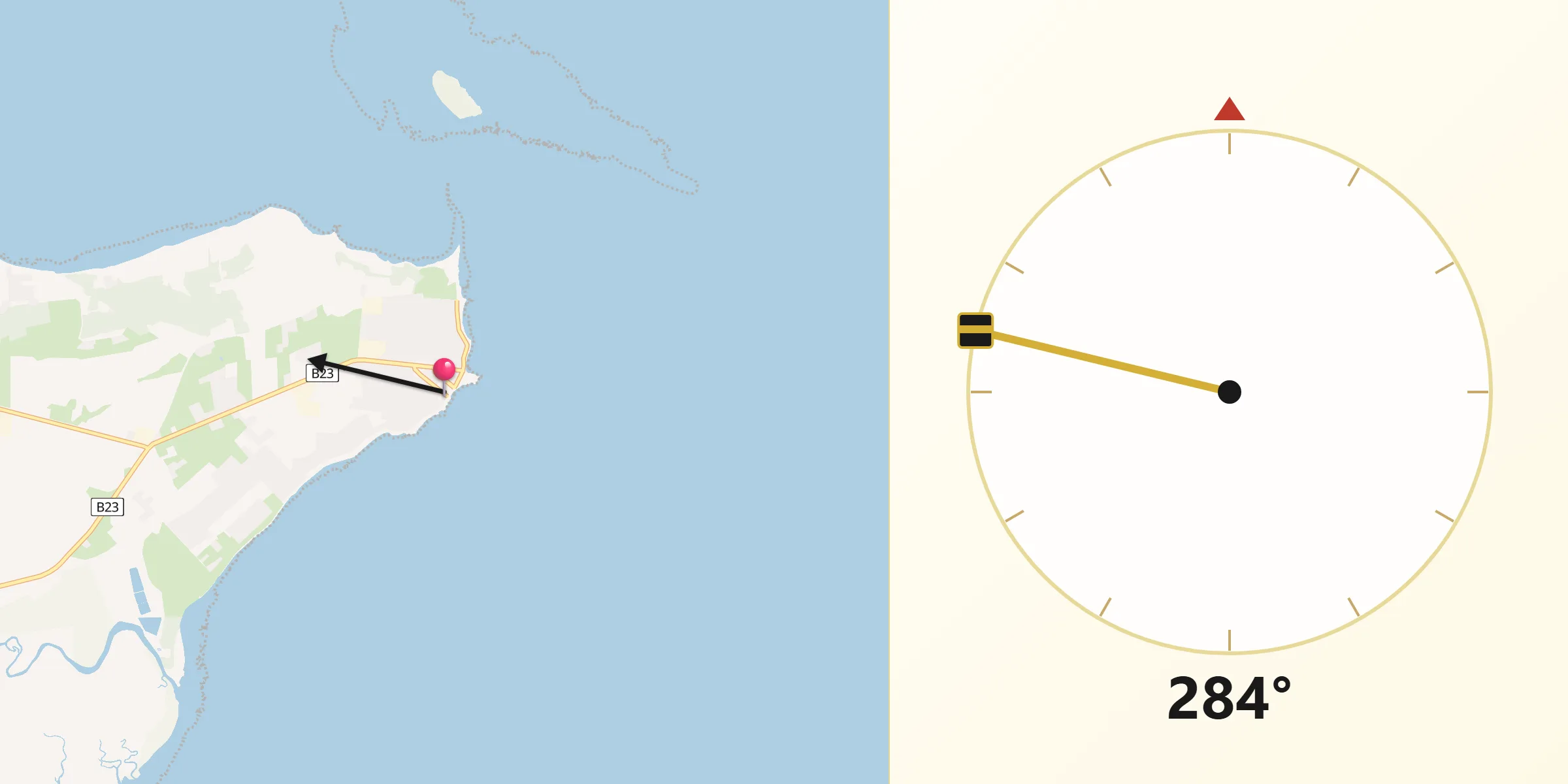 Qibla Direction from Kingscote