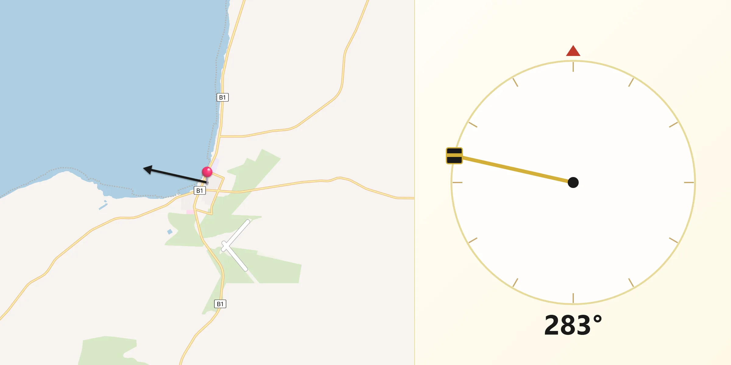 Qibla Direction from Meningie