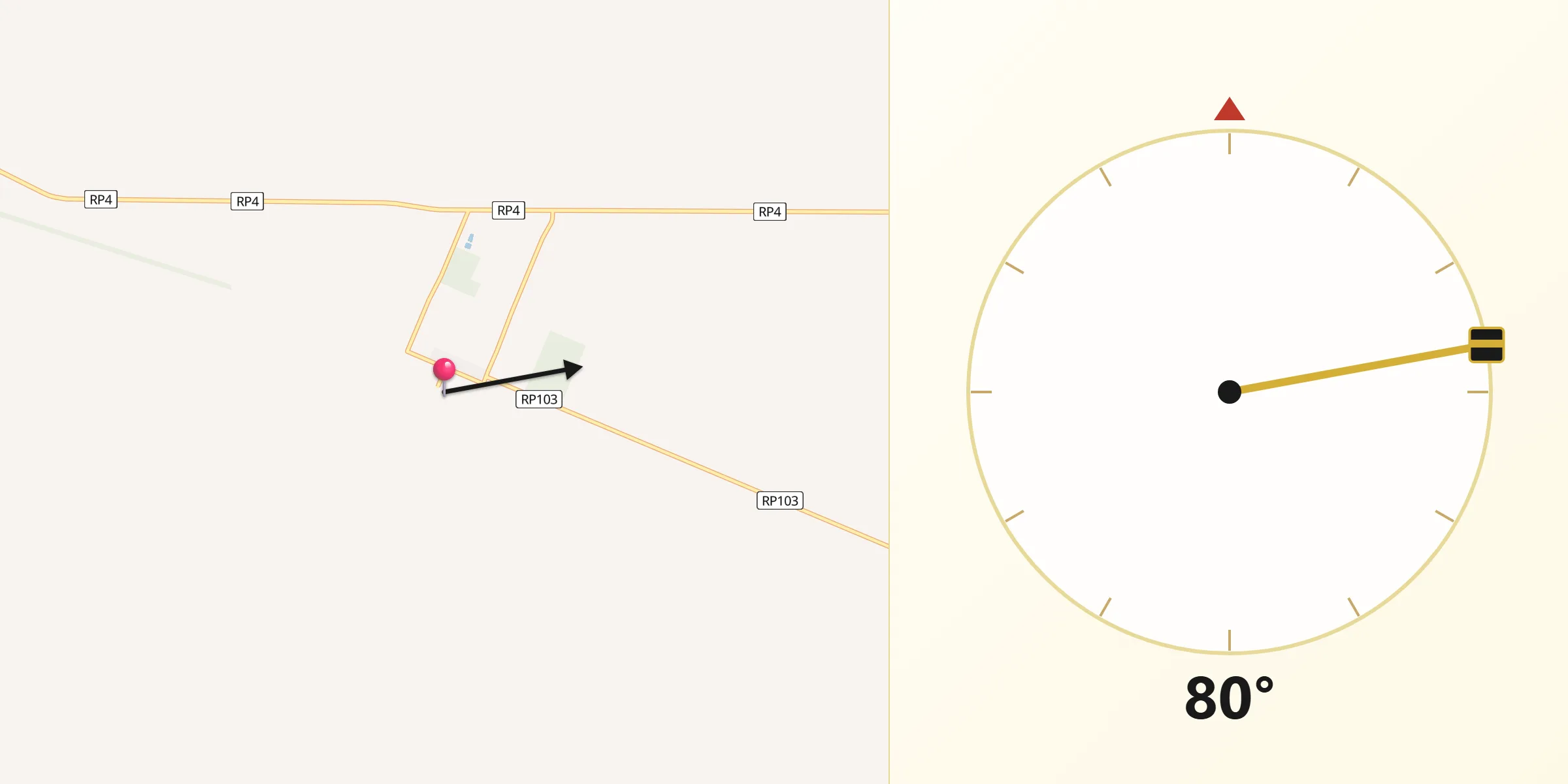 Dirección de la Qibla desde Trenel