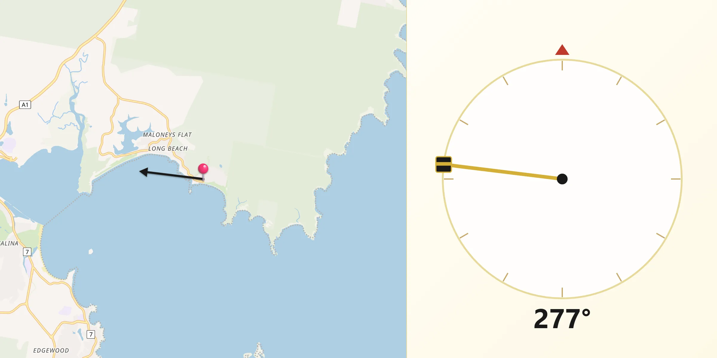 Qibla Direction from Long Beach