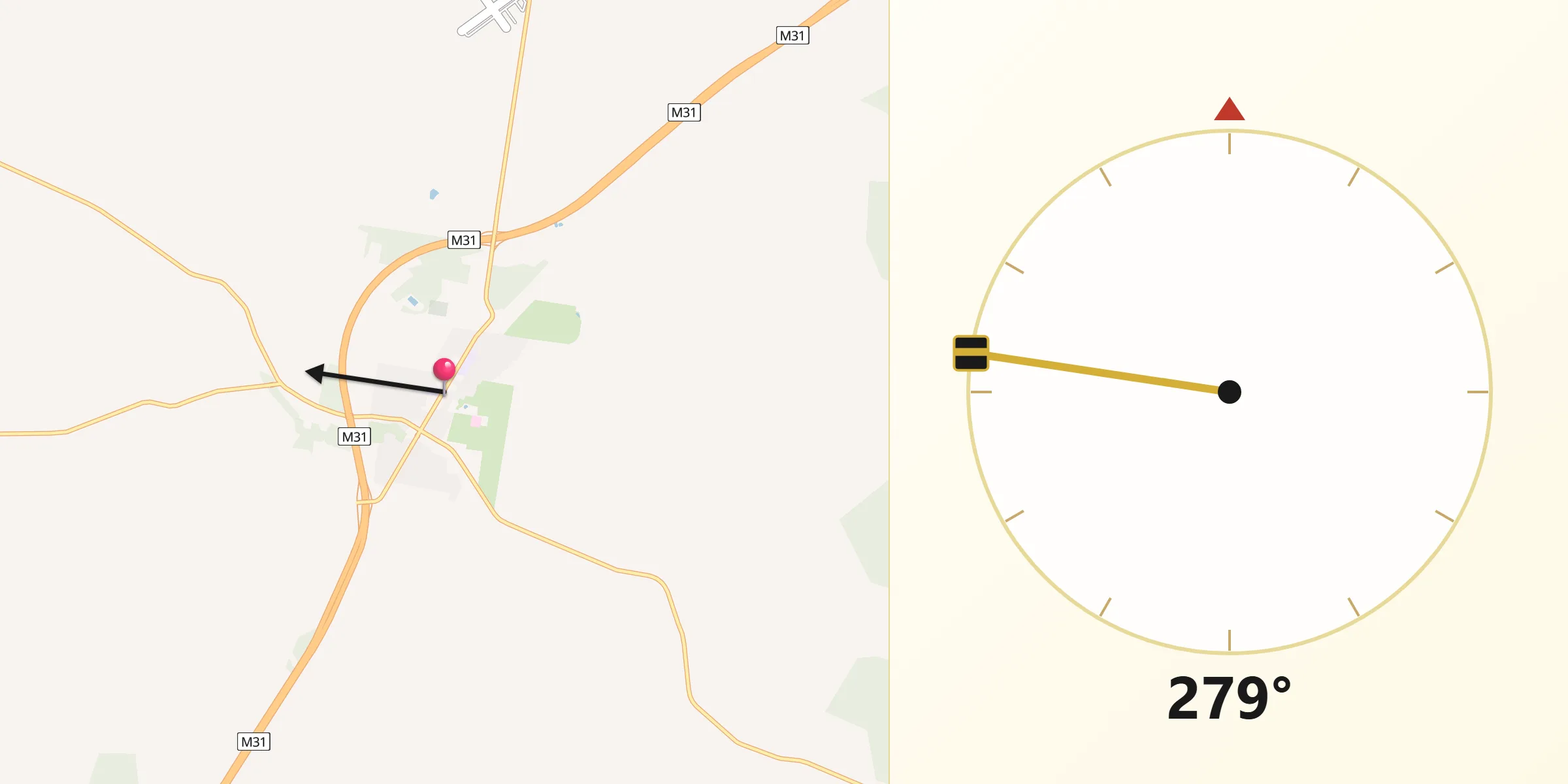 Qibla Direction from Holbrook