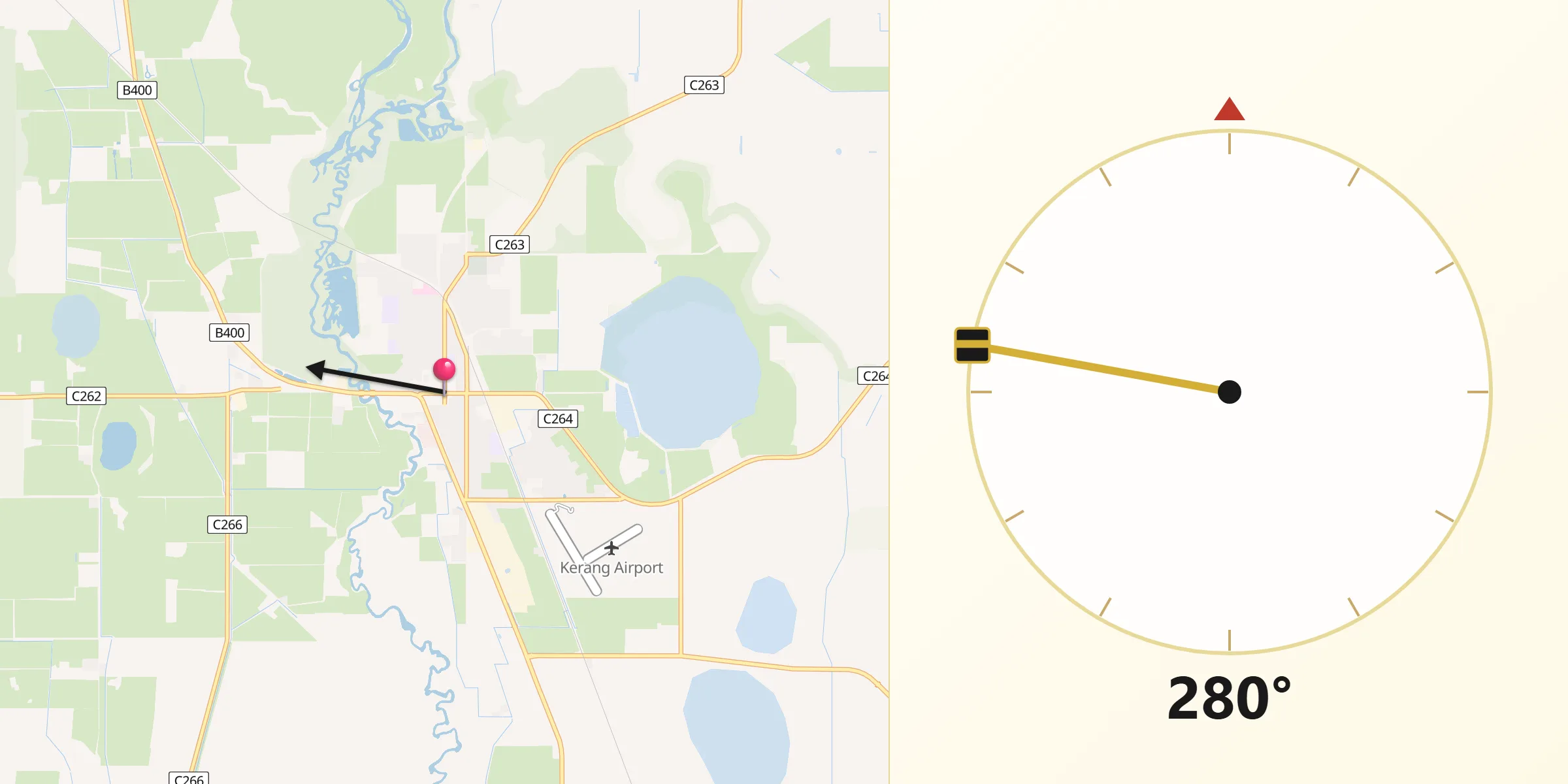 Qibla Direction from Kerang