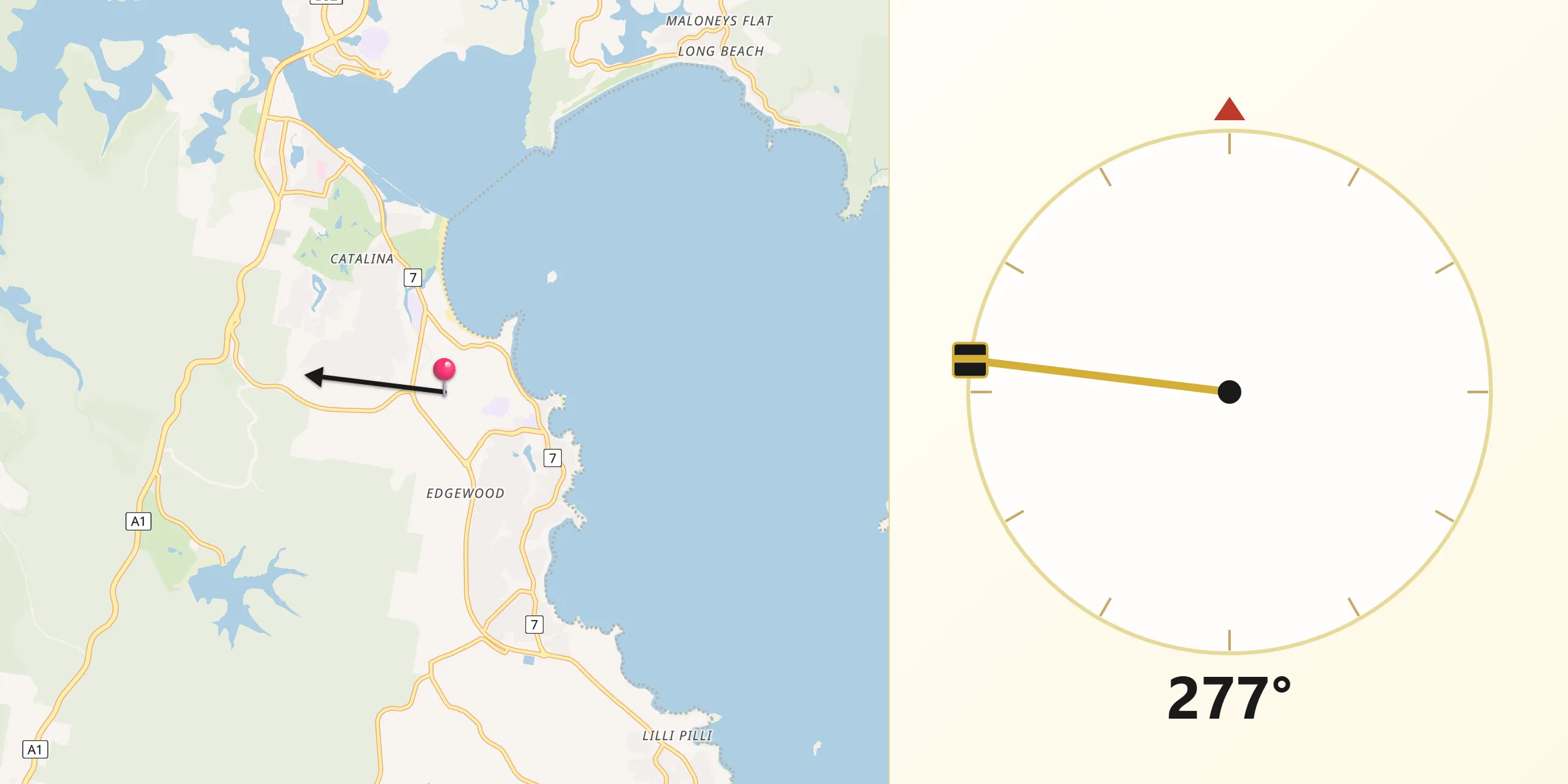 Qibla Direction from Batehaven