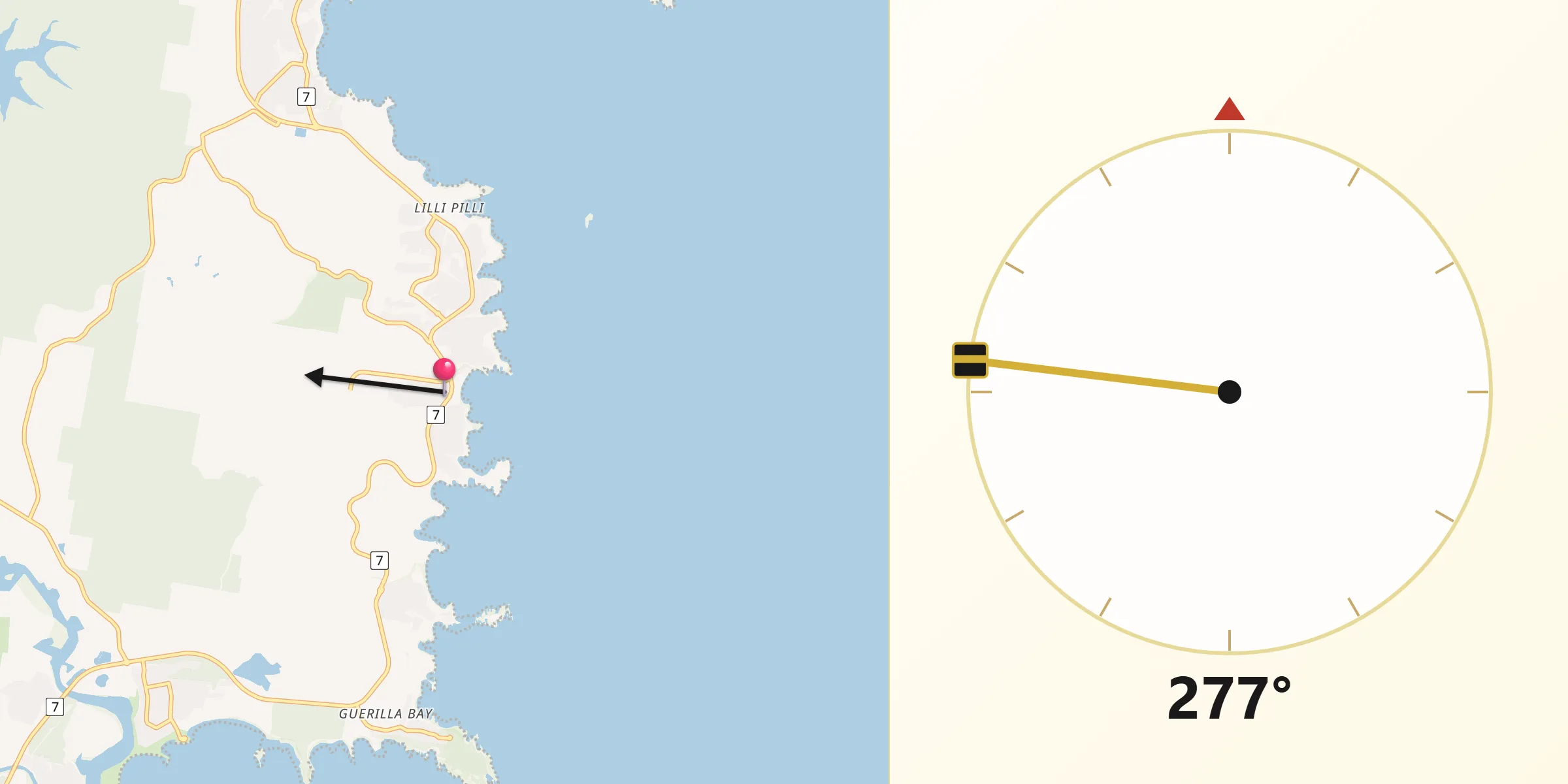 Qibla Direction from Malua Bay