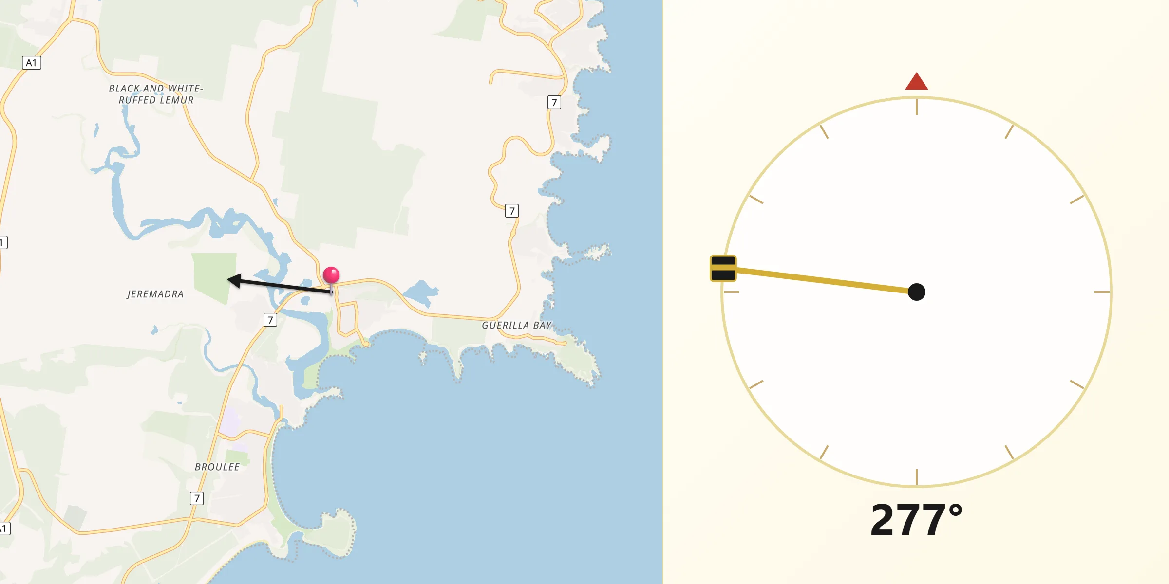 Qibla Direction from Tomakin