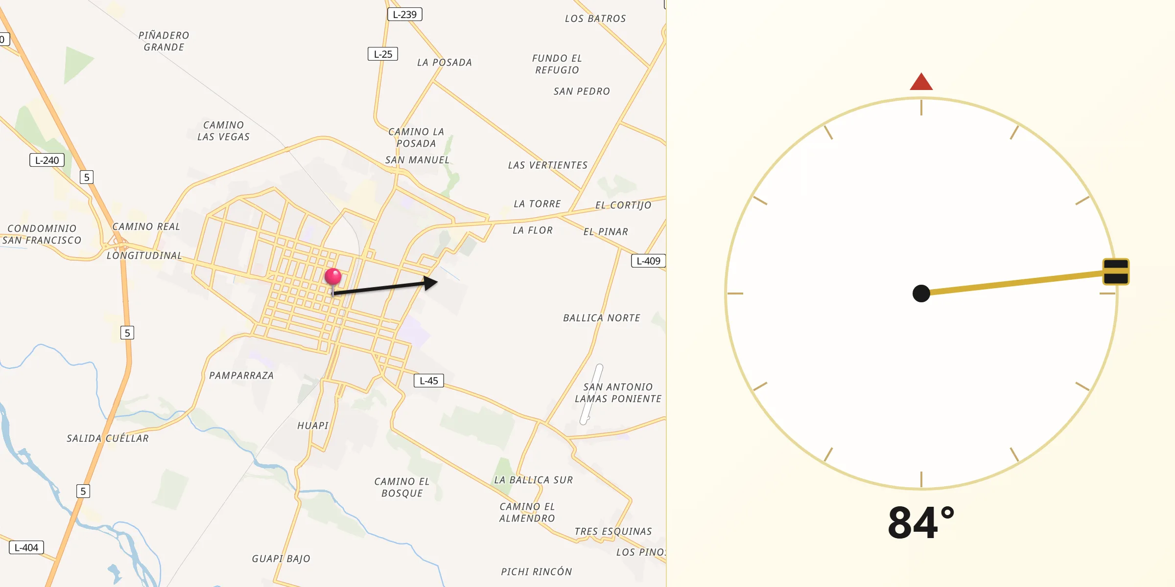 Dirección de la Qibla desde Linares