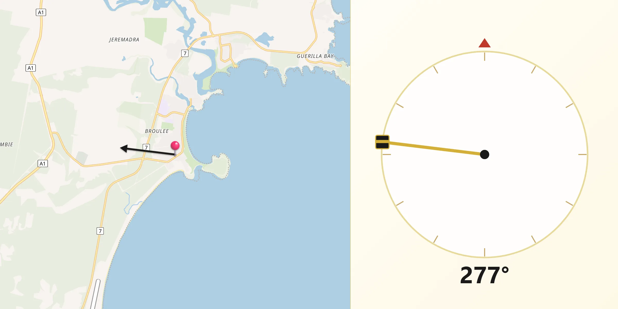 Qibla Direction from Broulee