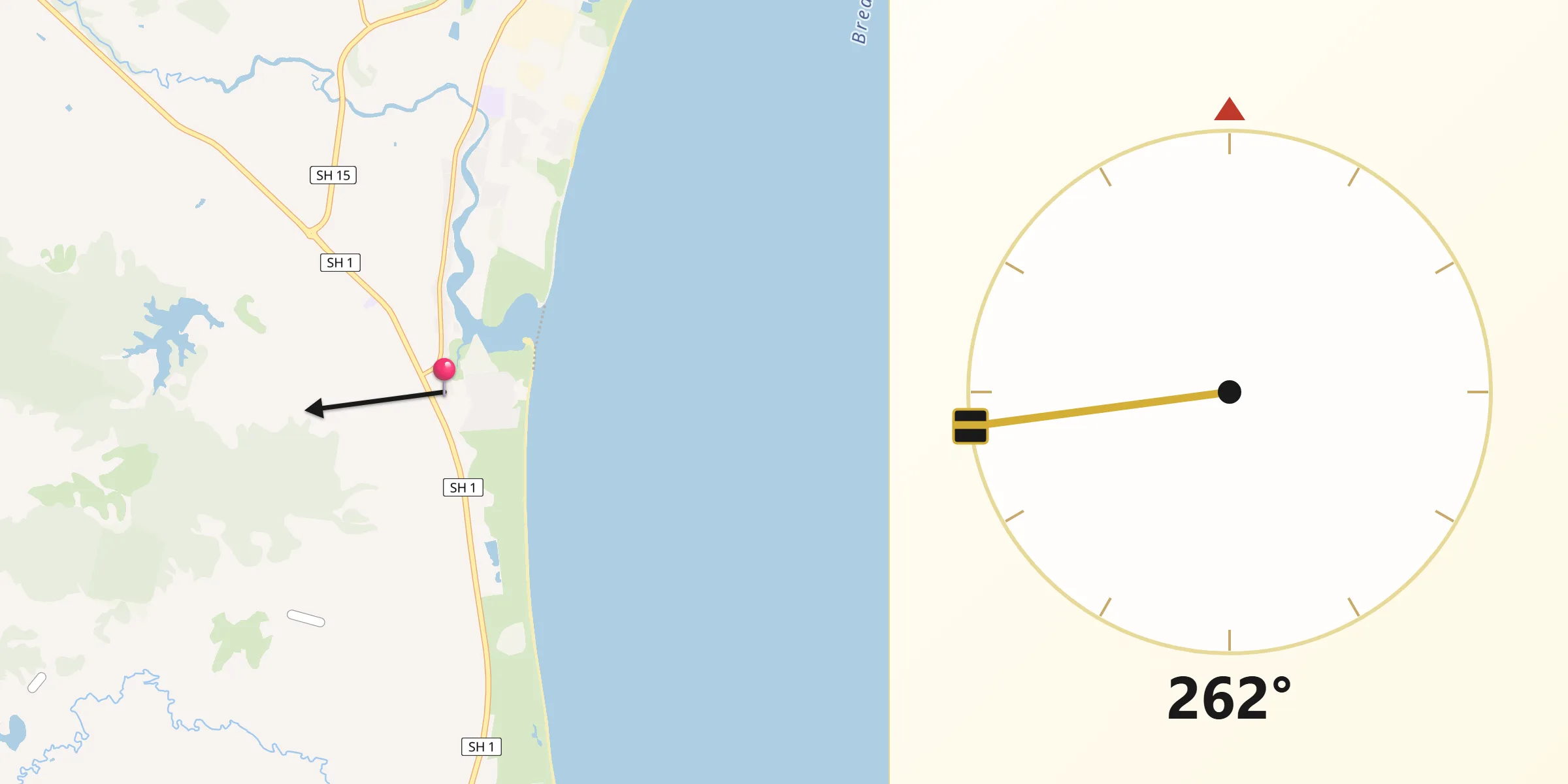 Qibla Direction from Ruakaka