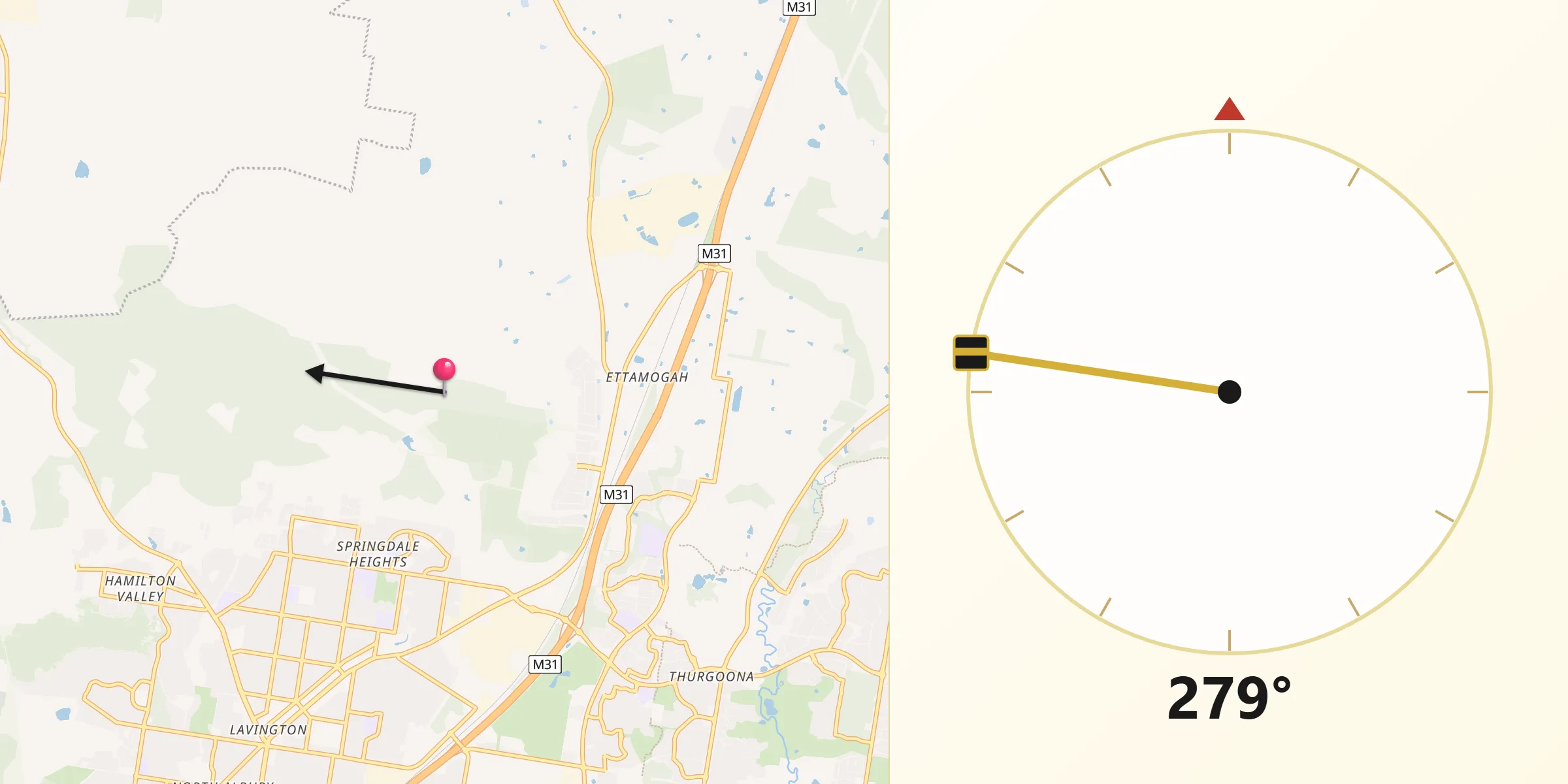 Qibla Direction from Albury Municipality
