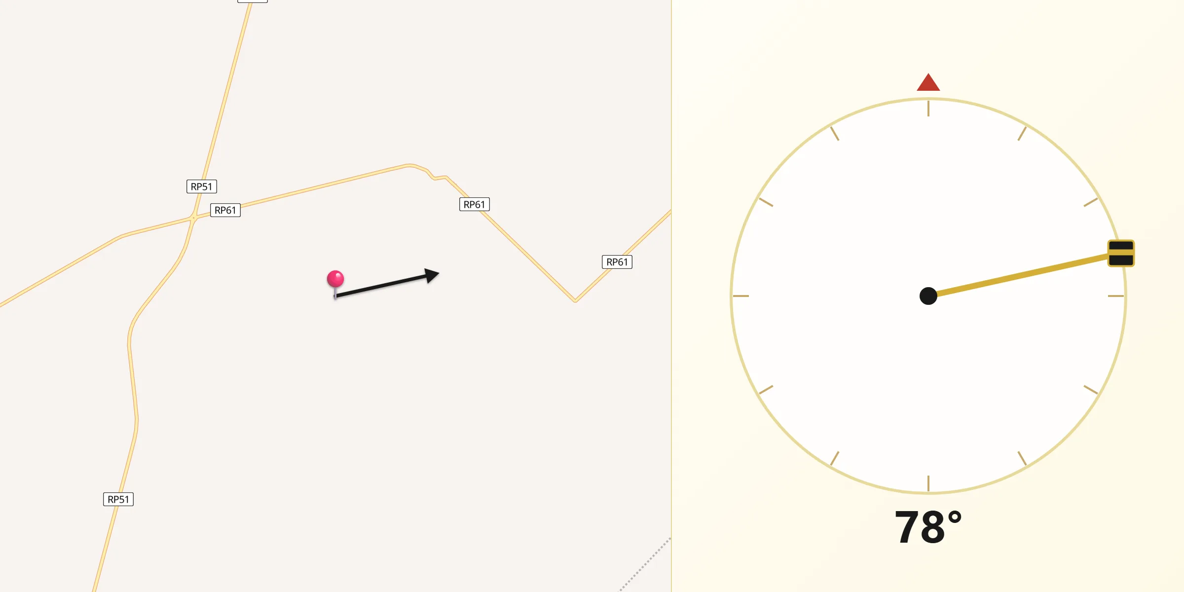 Dirección de la Qibla desde Las Flores
