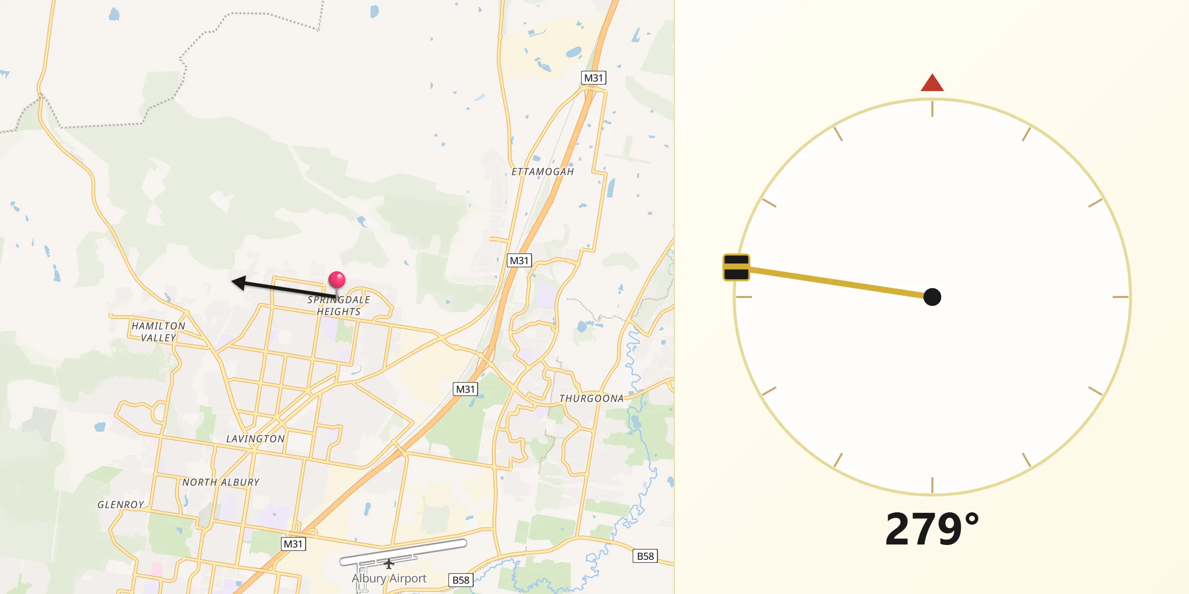 Qibla Direction from Springdale Heights