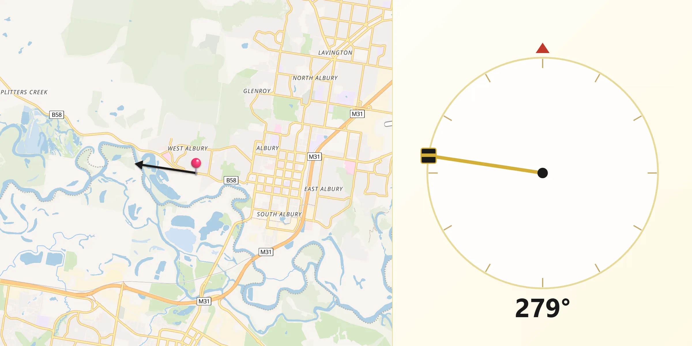 Qibla Direction from West Albury
