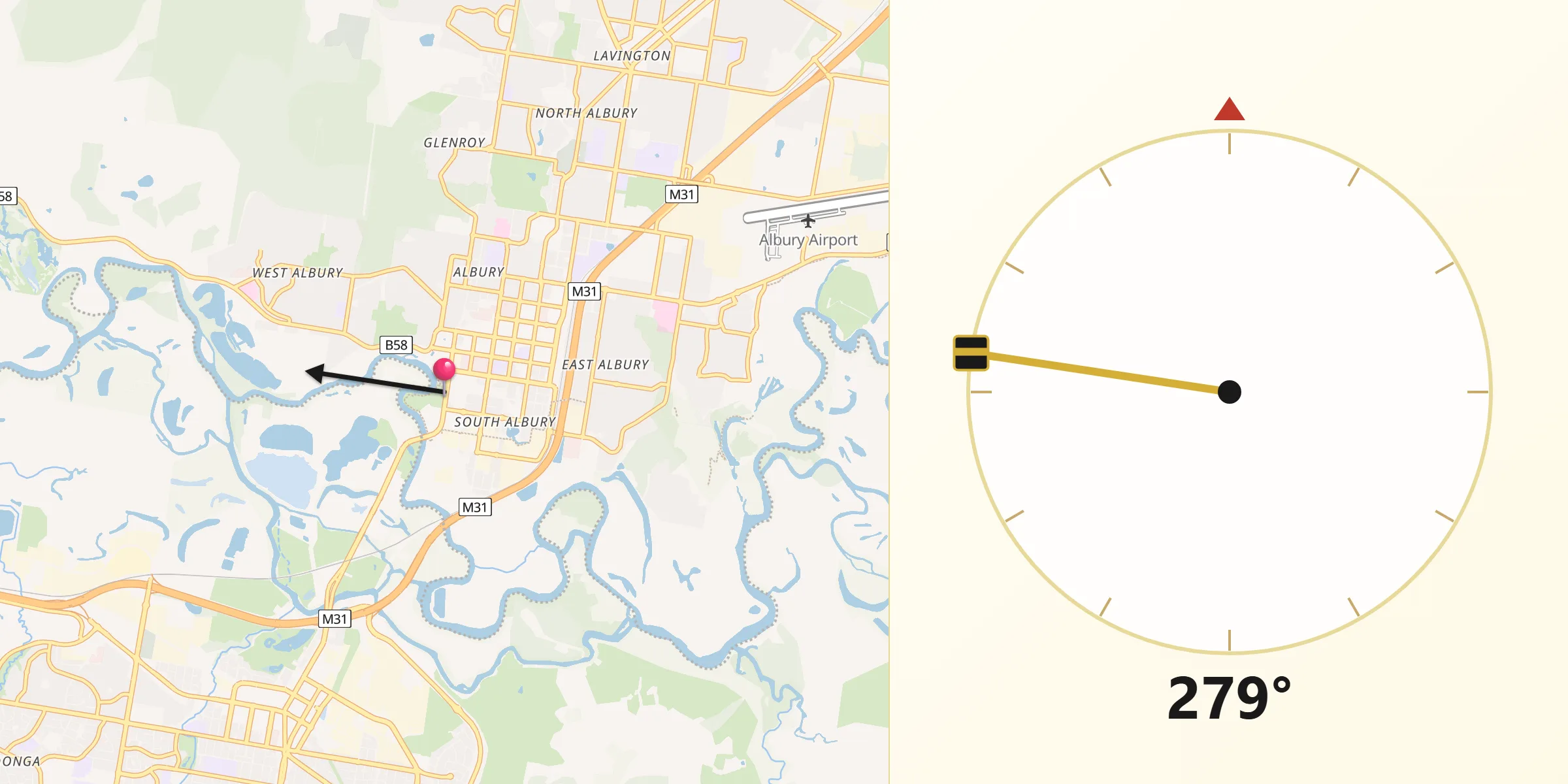 Qibla Direction from South Albury