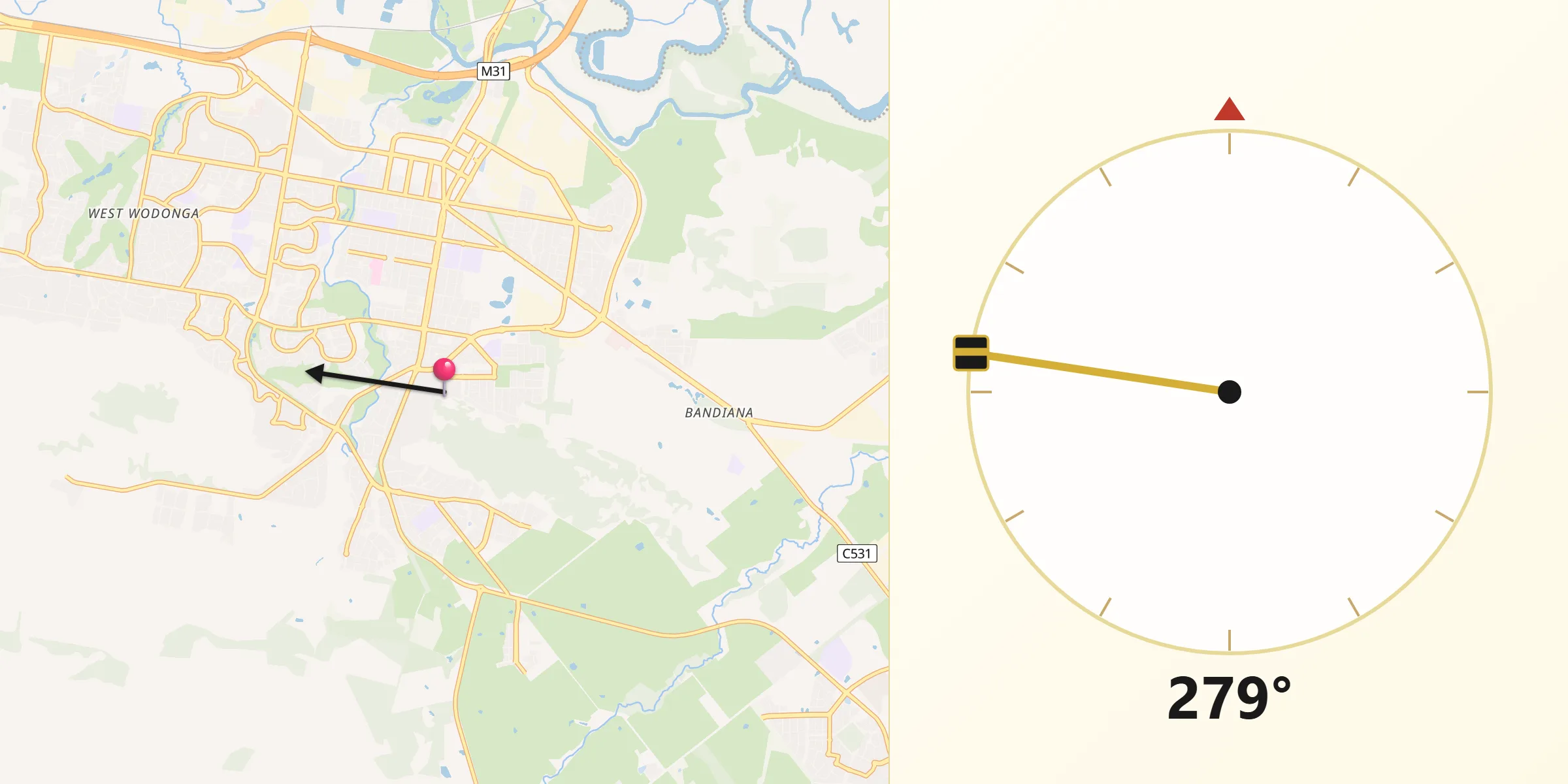 Qibla Direction from Wodonga