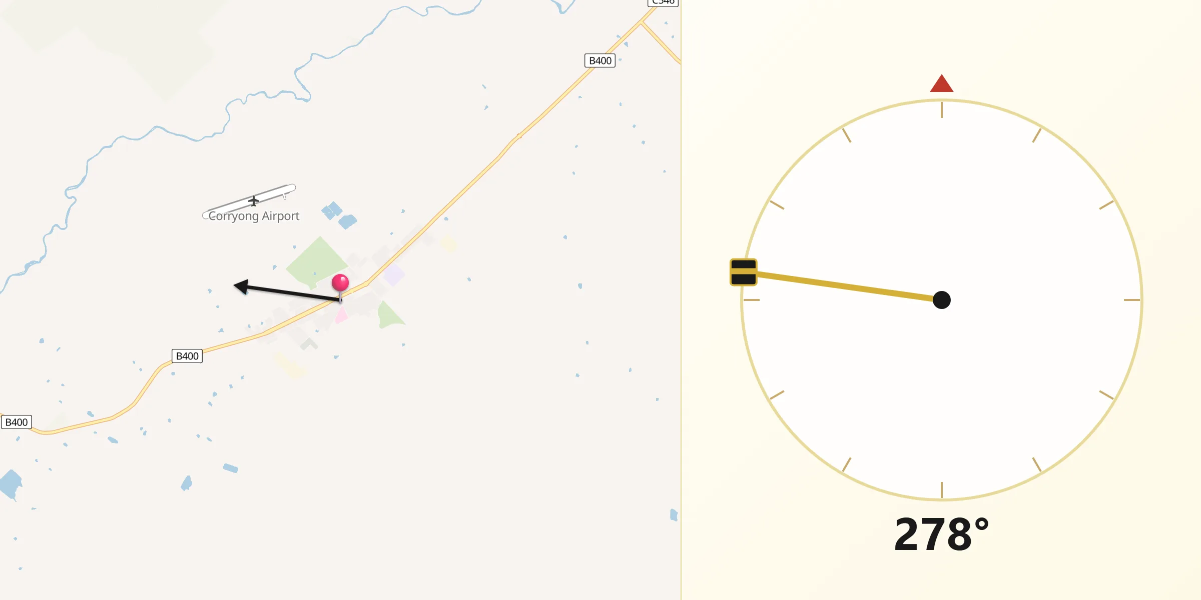 Qibla Direction from Corryong