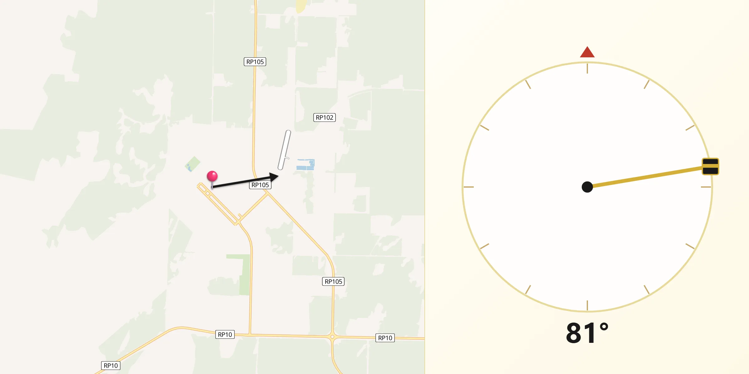 Dirección de la Qibla desde Victorica