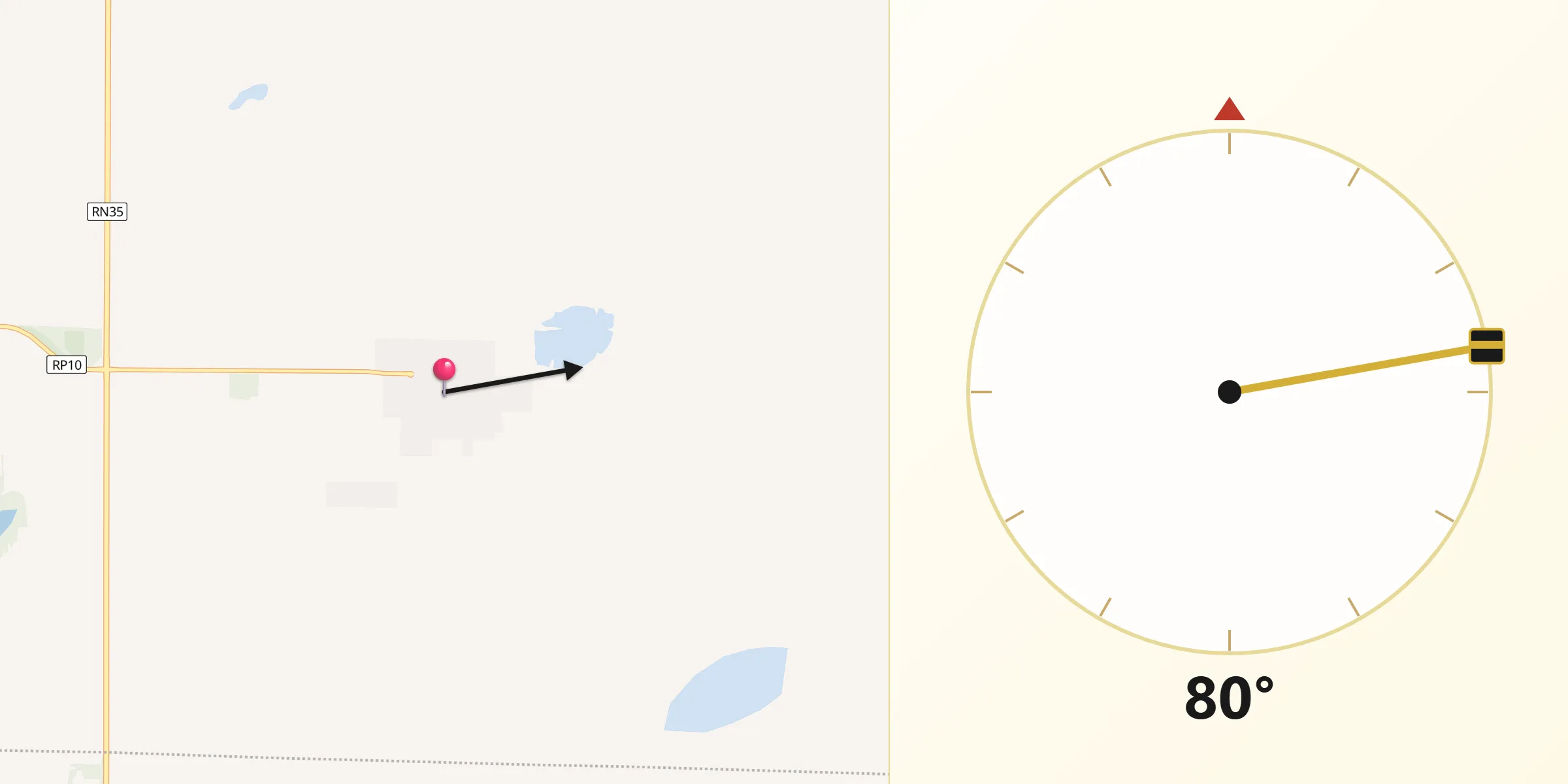 Dirección de la Qibla desde Winifreda