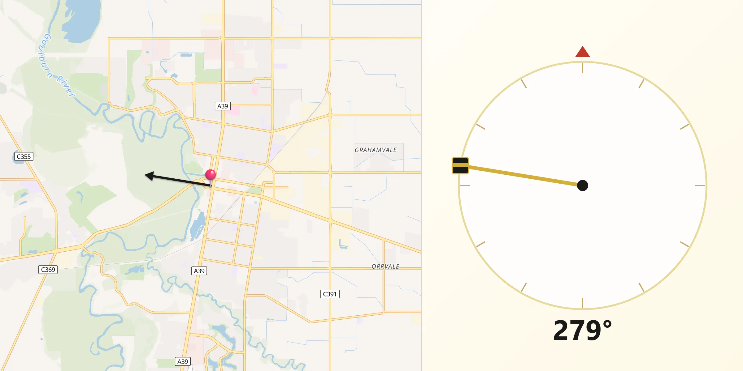 Qibla Direction from Shepparton