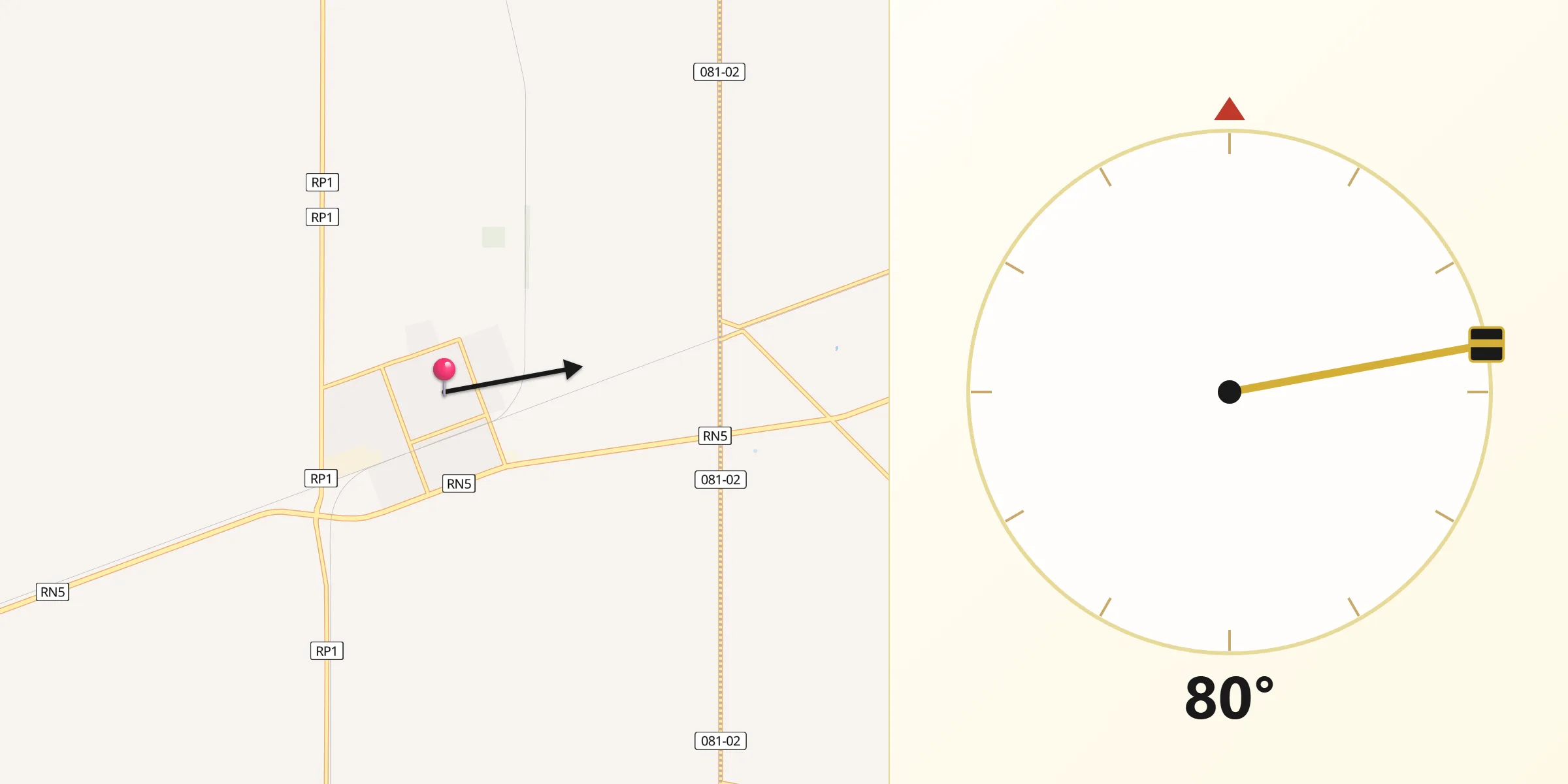 Dirección de la Qibla desde Catriló