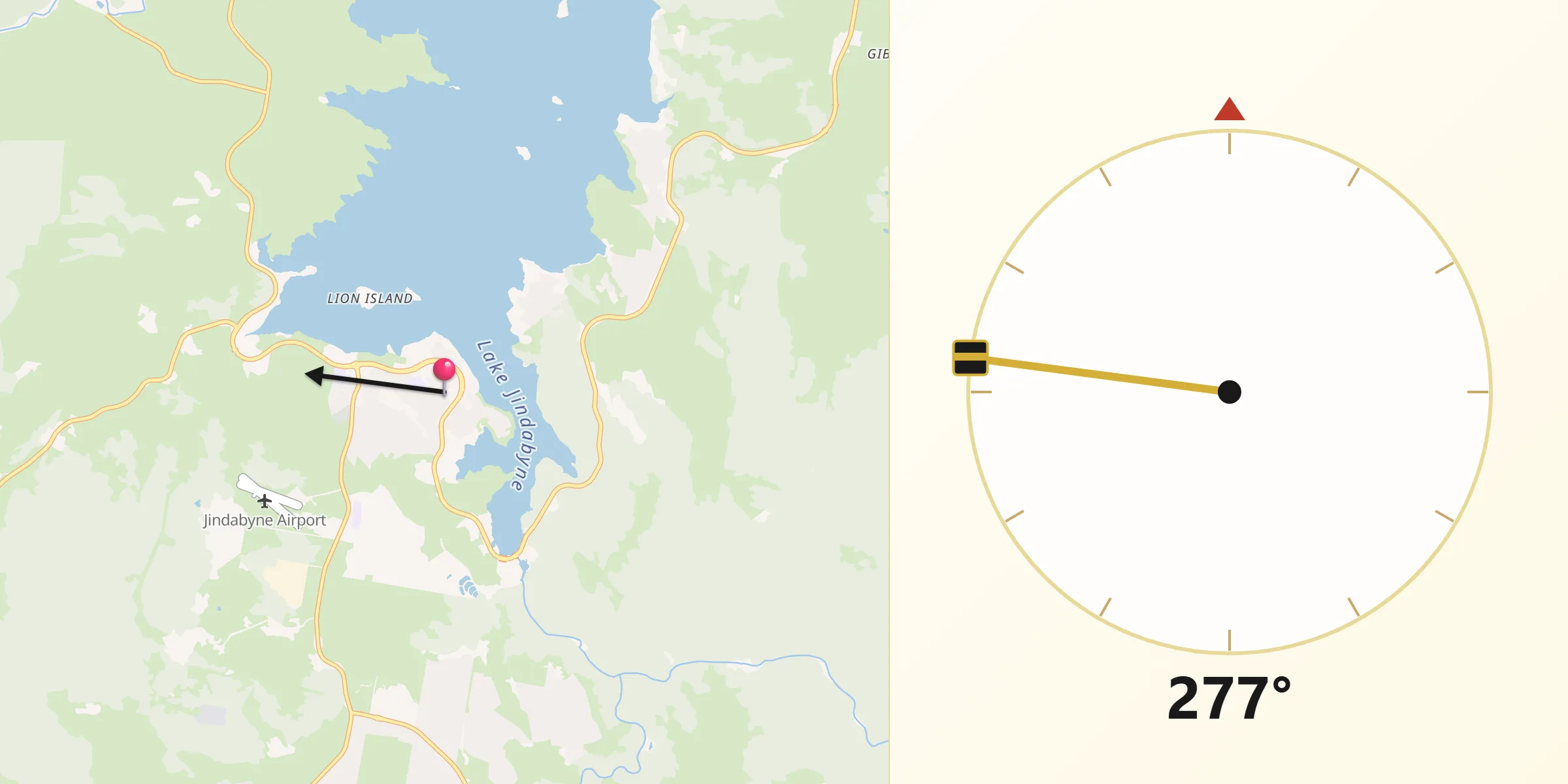 Qibla Direction from Jindabyne