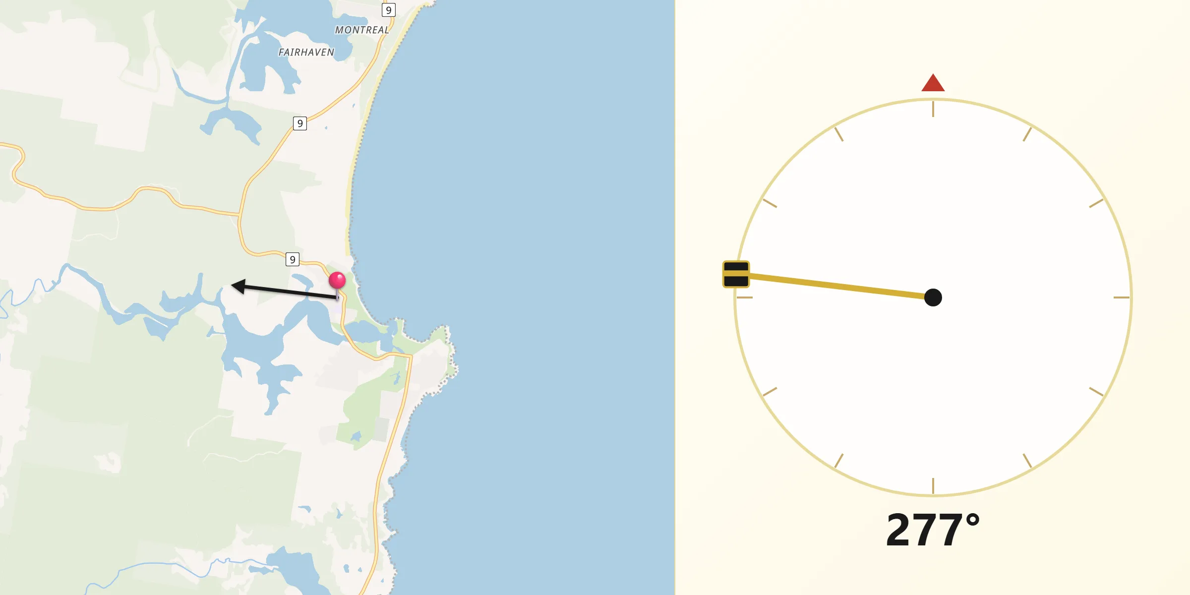 Qibla Direction from Bermagui