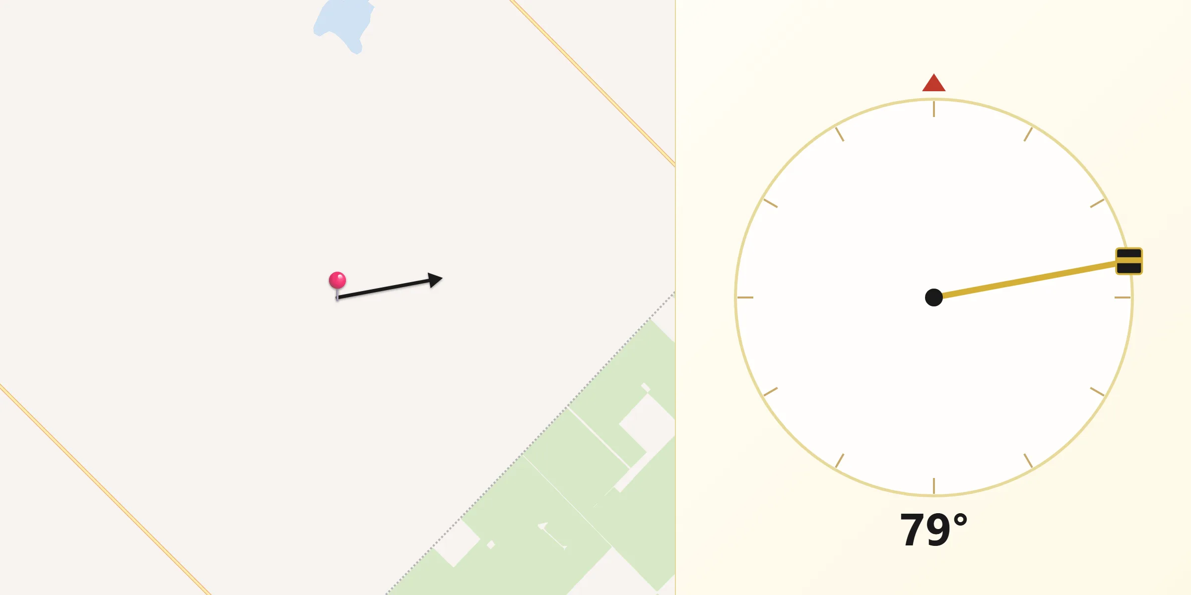 Dirección de la Qibla desde Tres Lomas
