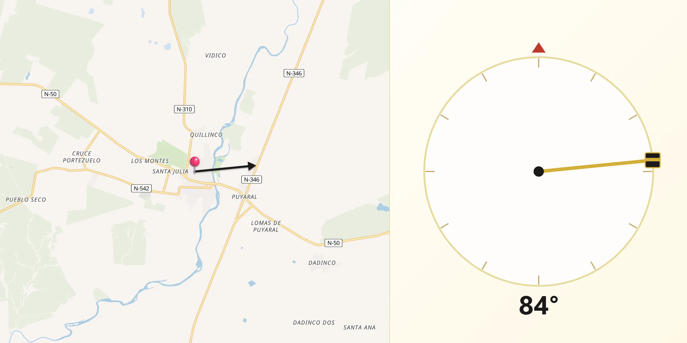 Dirección de la Qibla desde San Nicolás