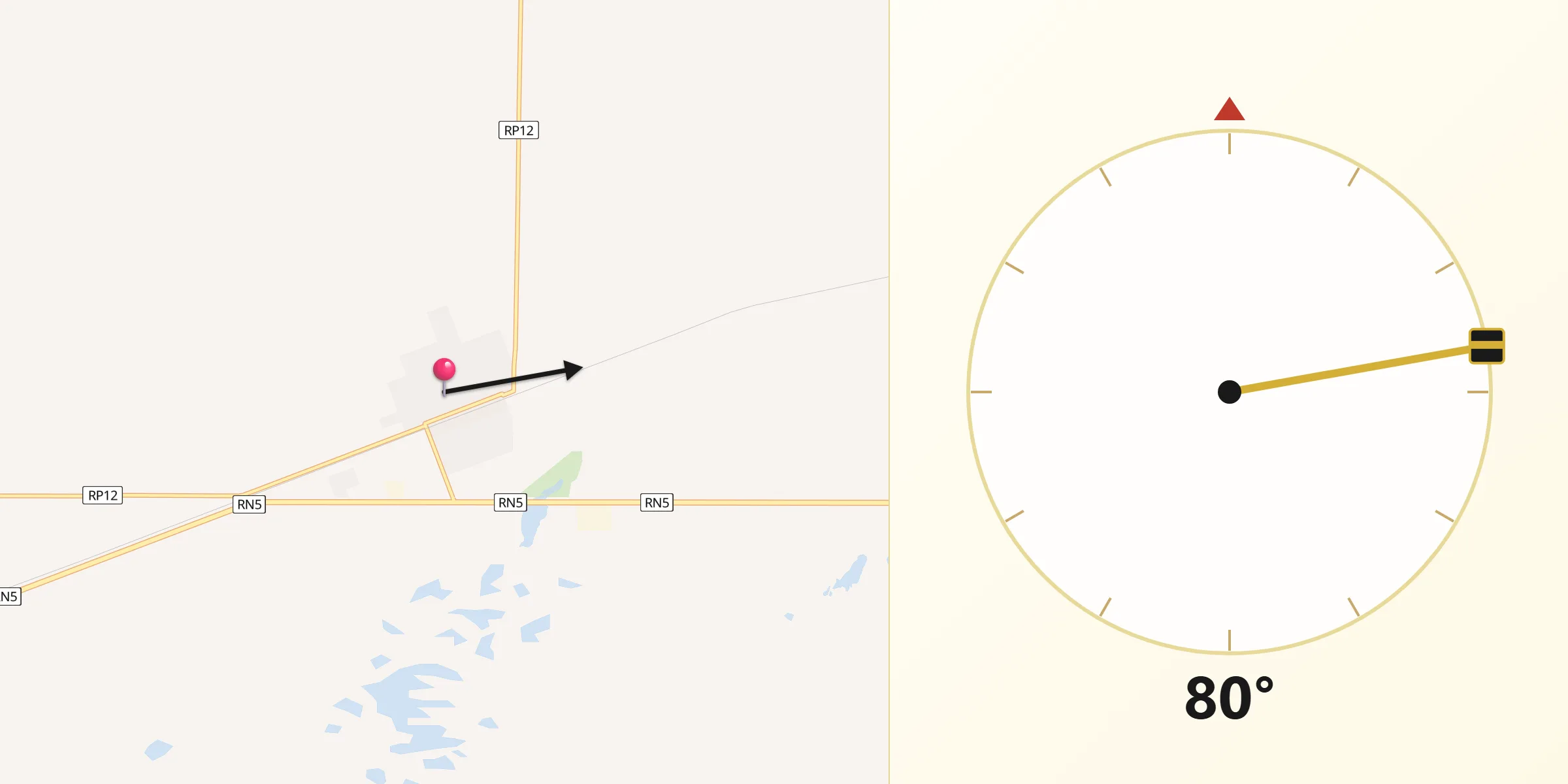 Dirección de la Qibla desde Anguil