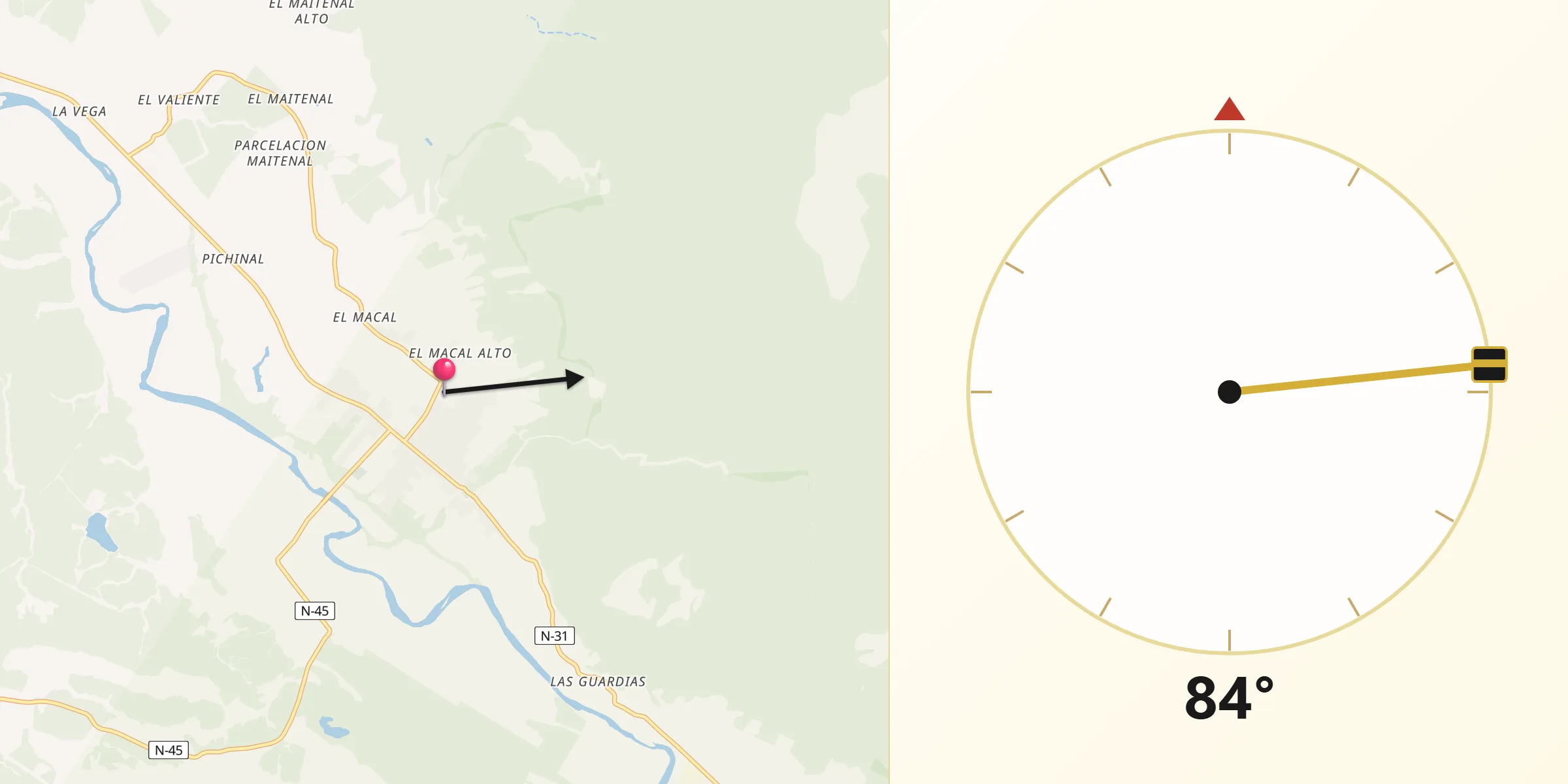 Dirección de la Qibla desde San Fabián
