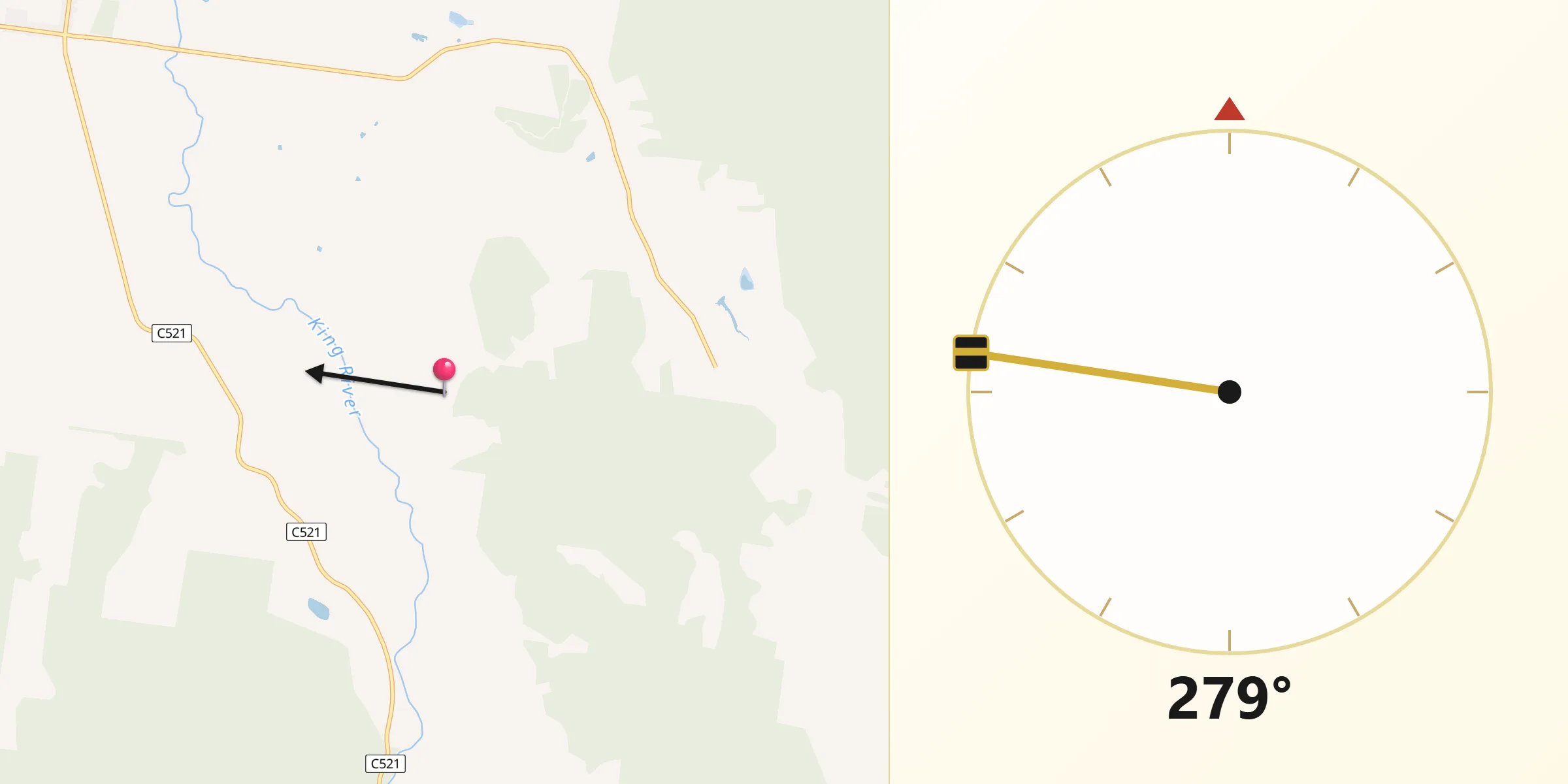 Qibla Direction from Wangaratta