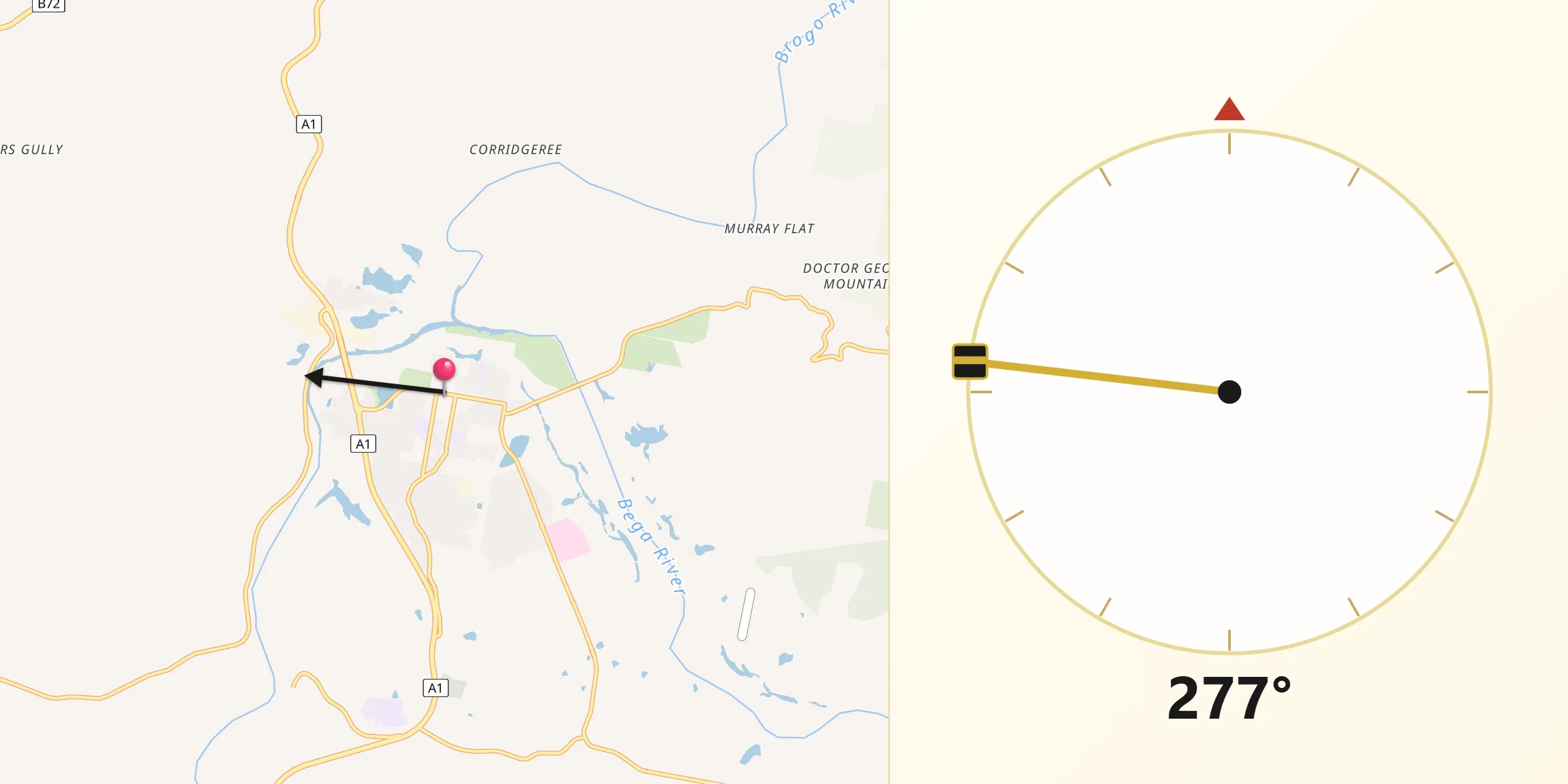 Qibla Direction from Bega