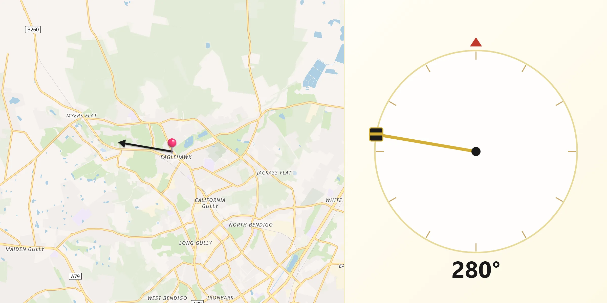 Qibla Direction from Eaglehawk