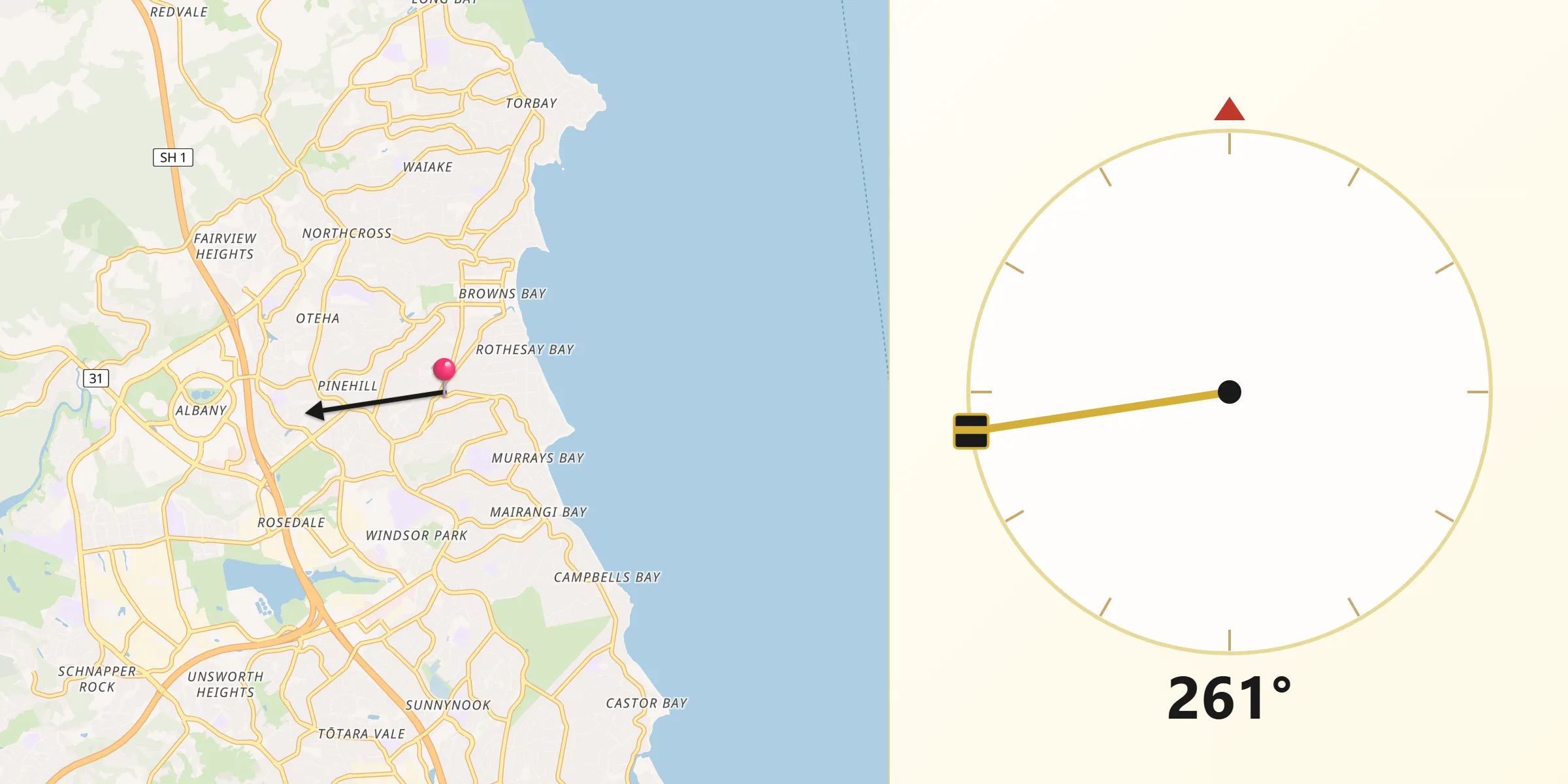 Qibla Direction from Rothesay Bay