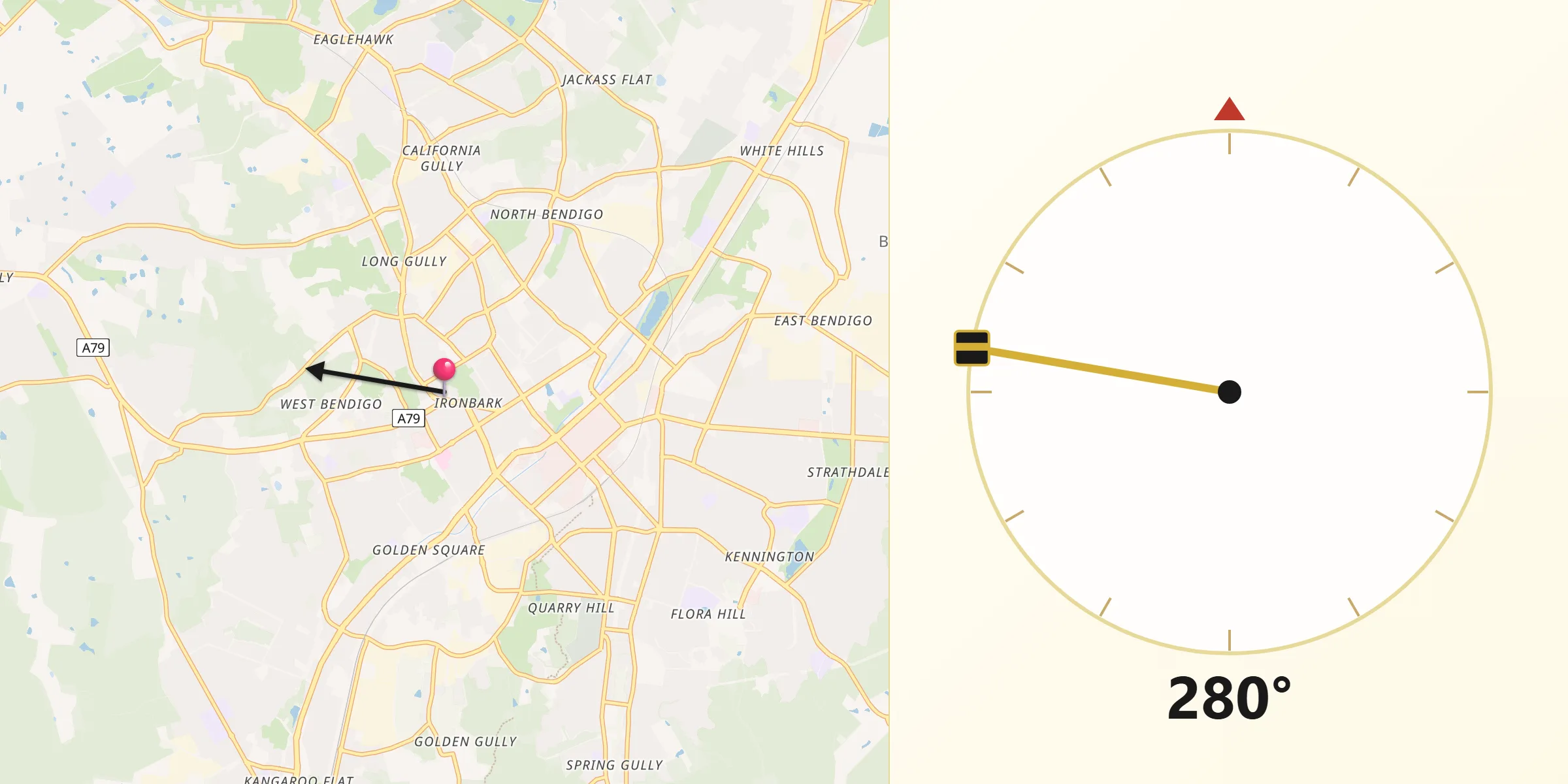 Qibla Direction from Ironbark