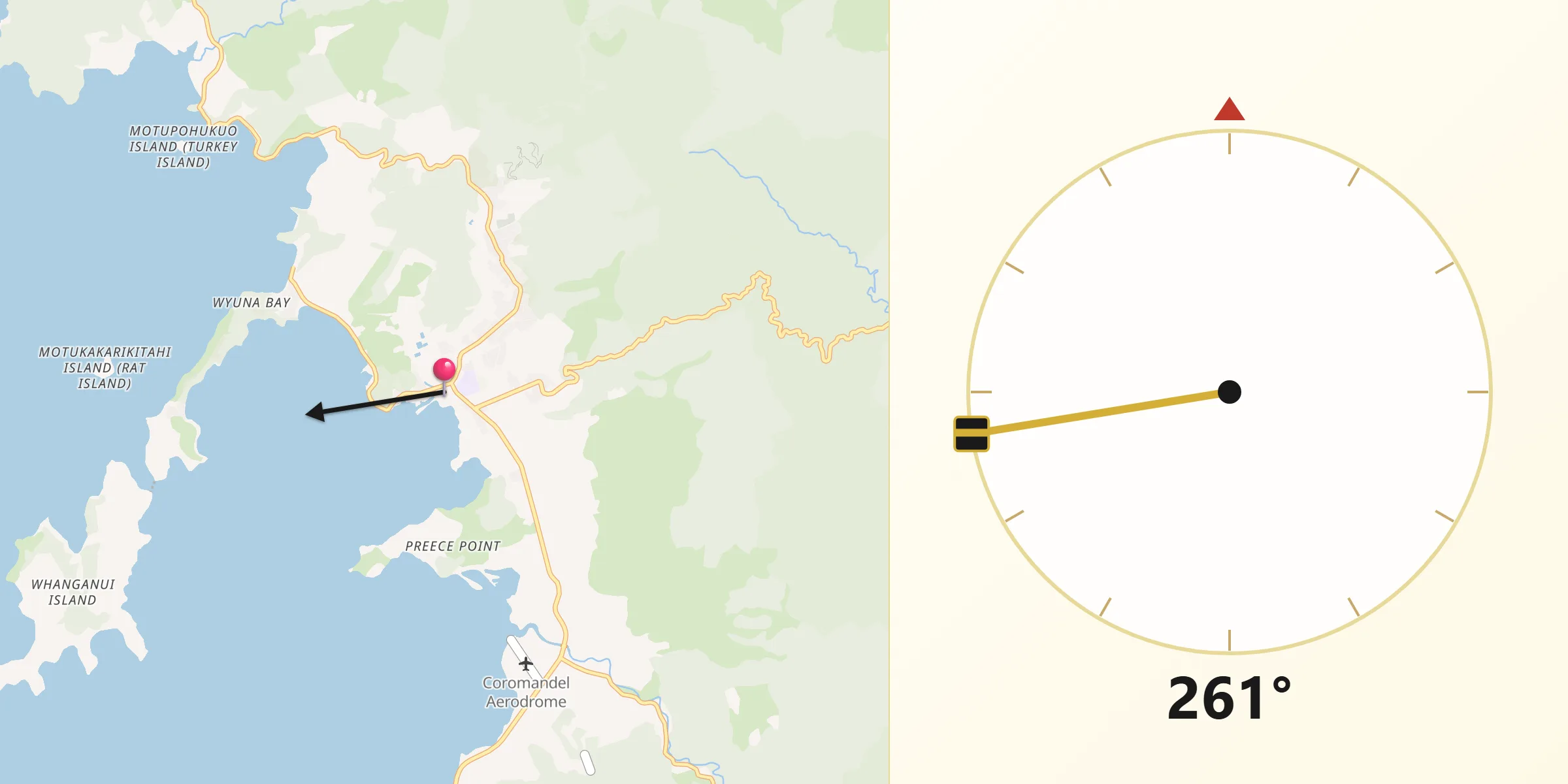 Qibla Direction from Coromandel