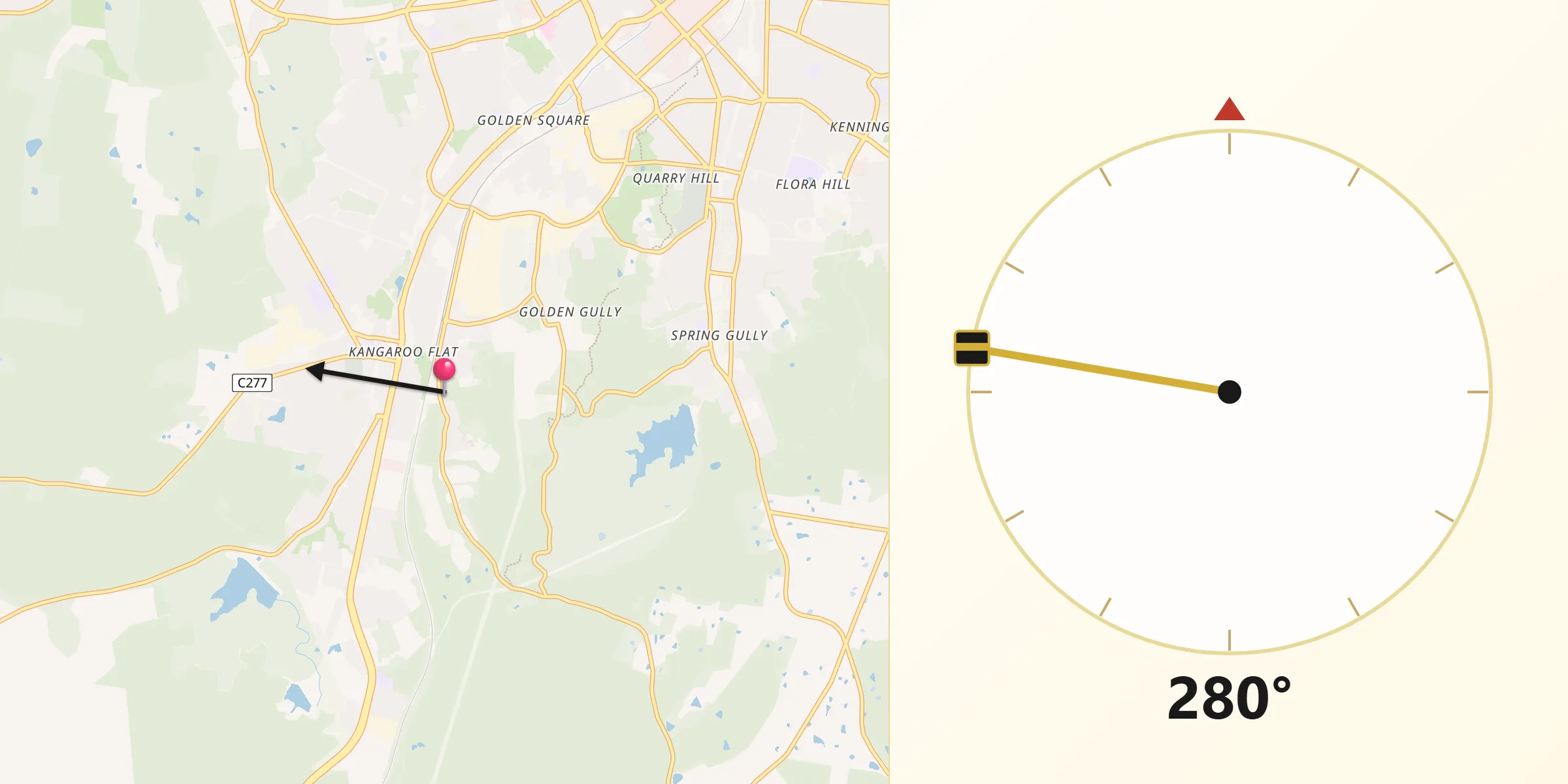 Qibla Direction from Kangaroo Flat
