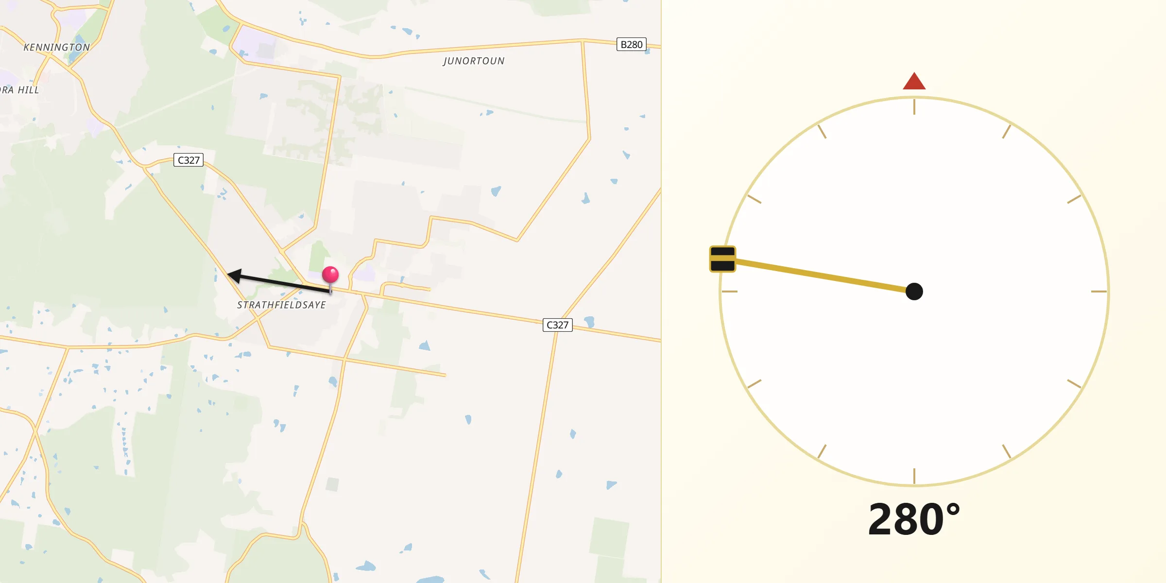 Qibla Direction from Strathfieldsaye